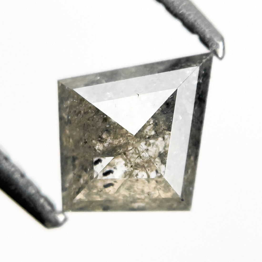 0.85 Ct Kite Rose Cut Grey Natural Salt and Pepper Diamond