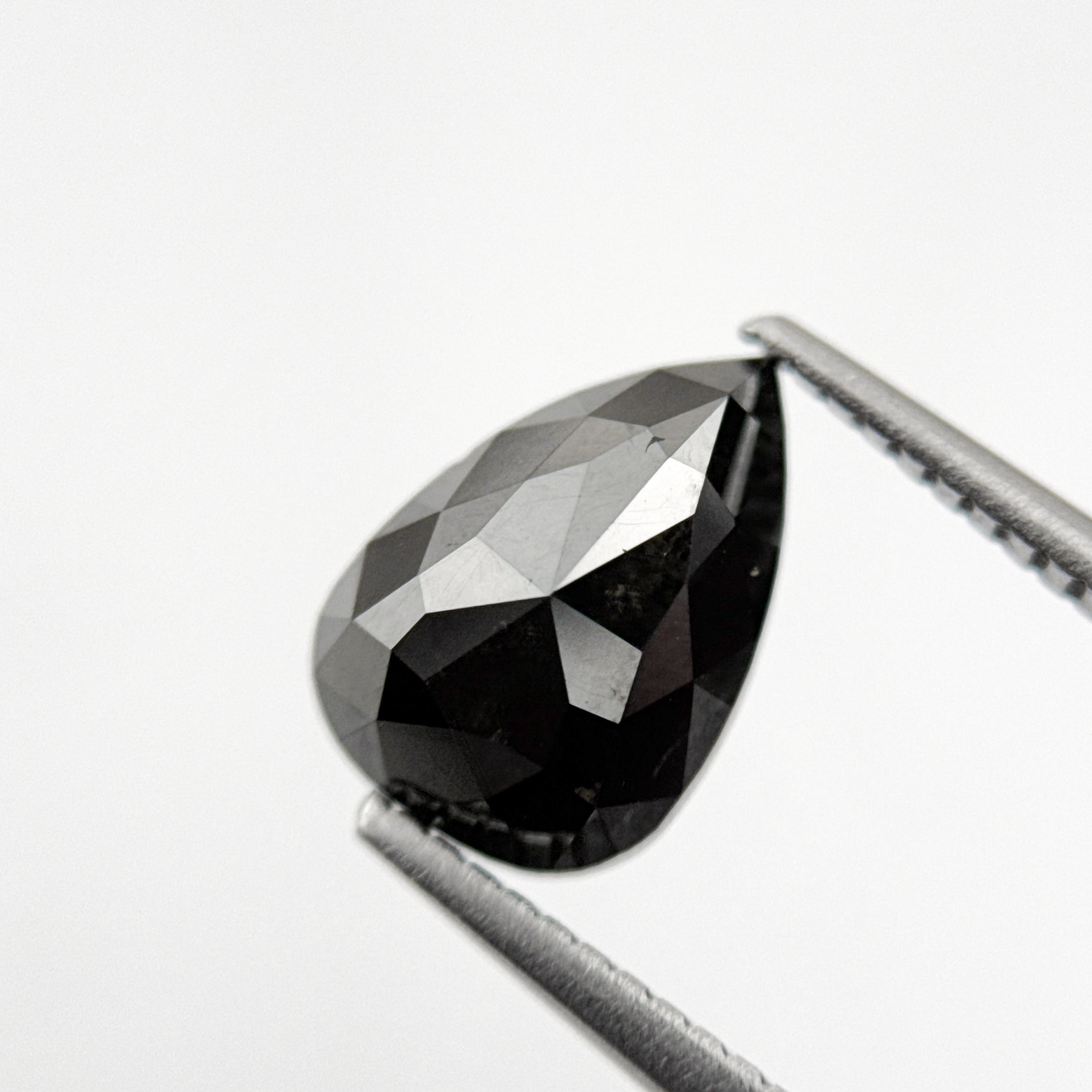 2.43 Ct Pear Rose Cut Black Natural Minimal Diamond