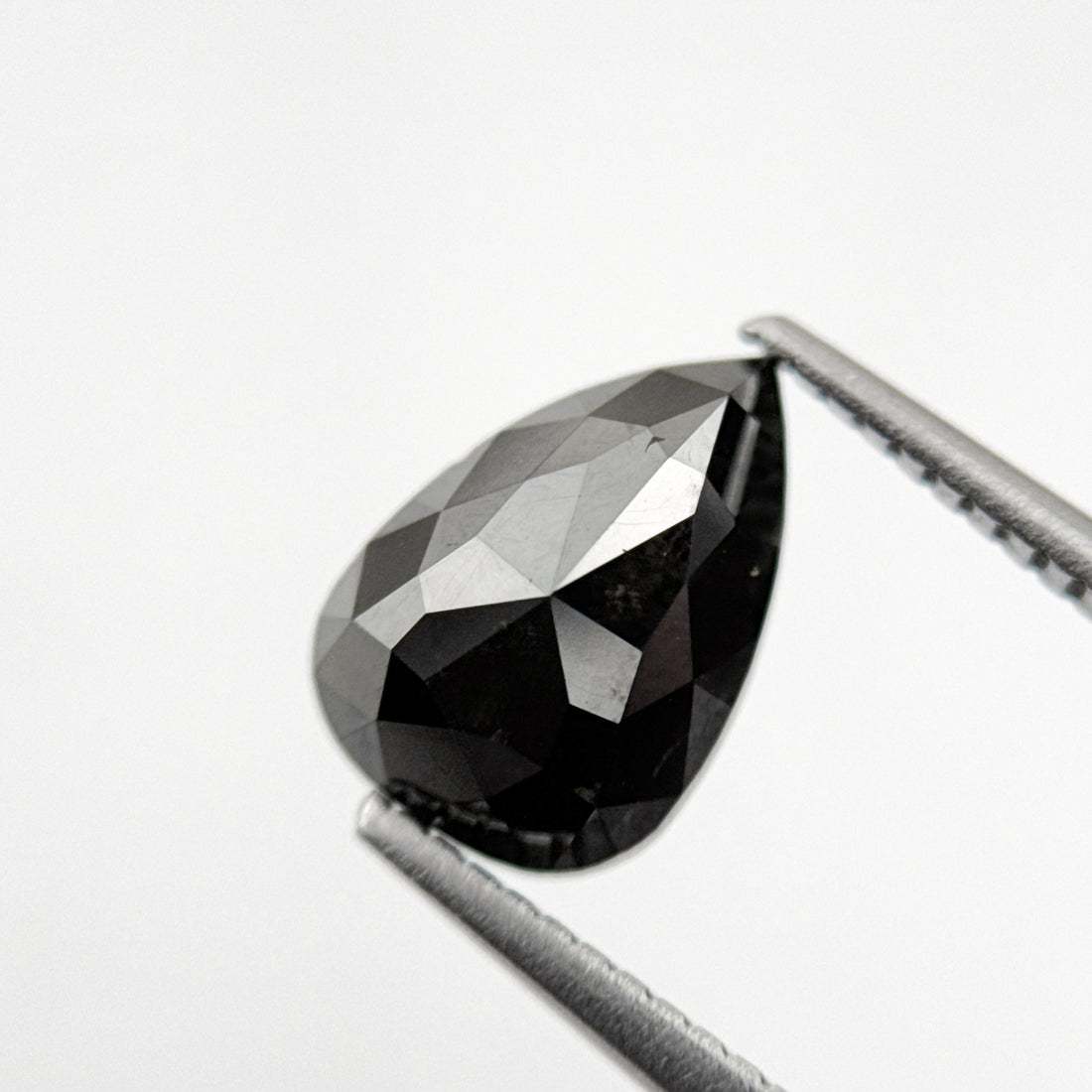 2.43 Ct Pear Rose Cut Black Natural Minimal Diamond