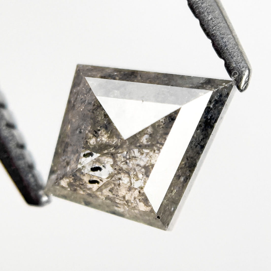 0.85 Ct Kite Rose Cut Grey Natural Salt and Pepper Diamond