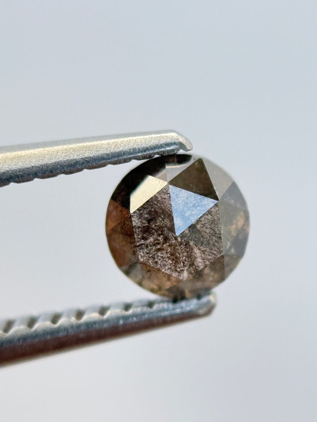 0.62 Ct Round Rose Cut Grey Natural Salt and Pepper Diamond