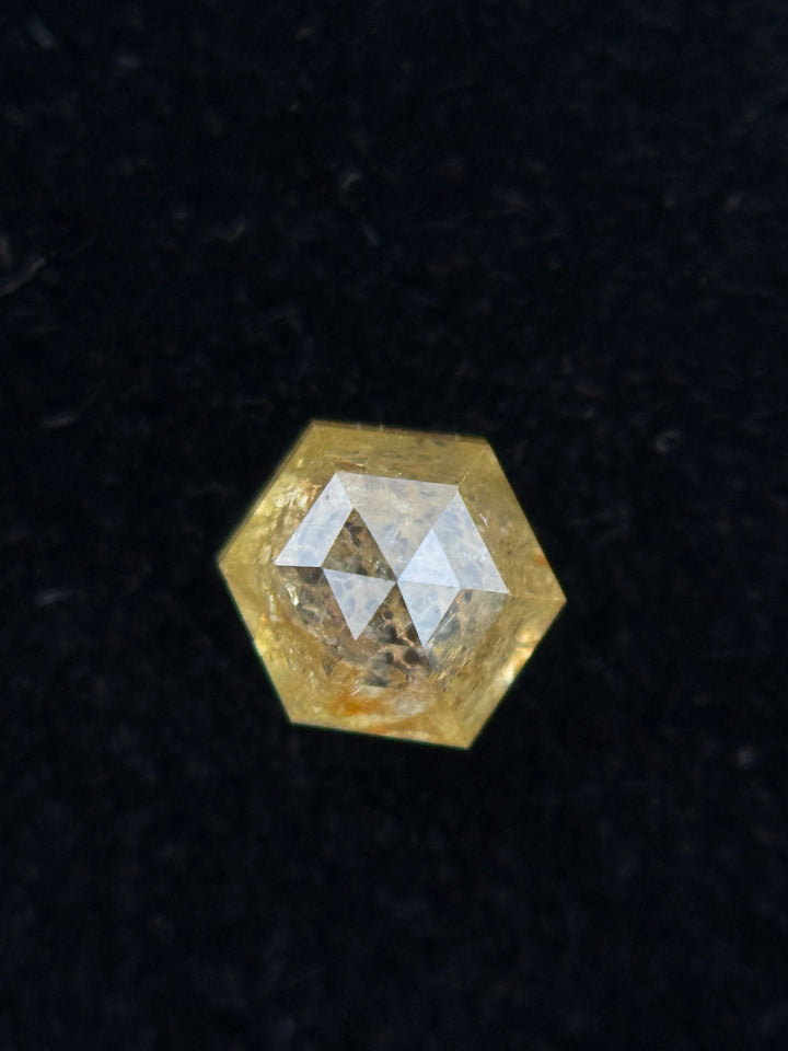 0.49 Ct Hexagon Rose Cut Yellow Natural Fancy Diamond