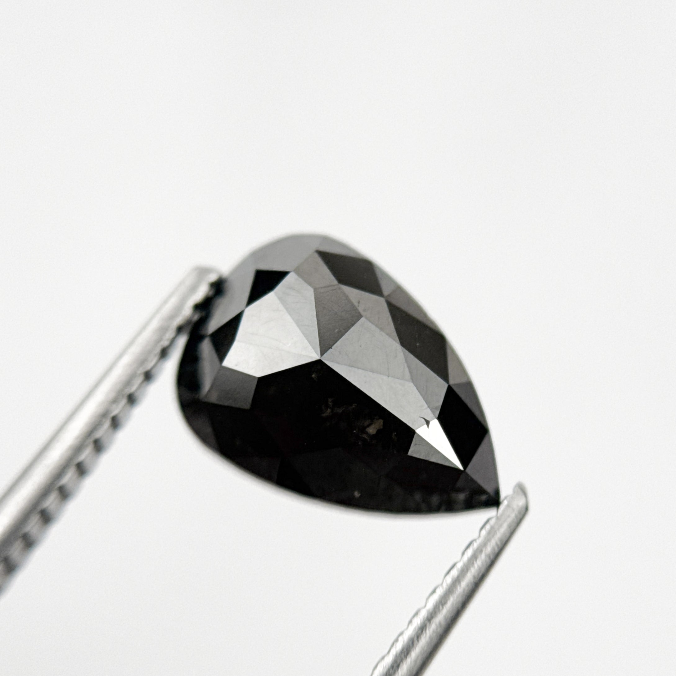 2.43 Ct Pear Rose Cut Black Natural Minimal Diamond