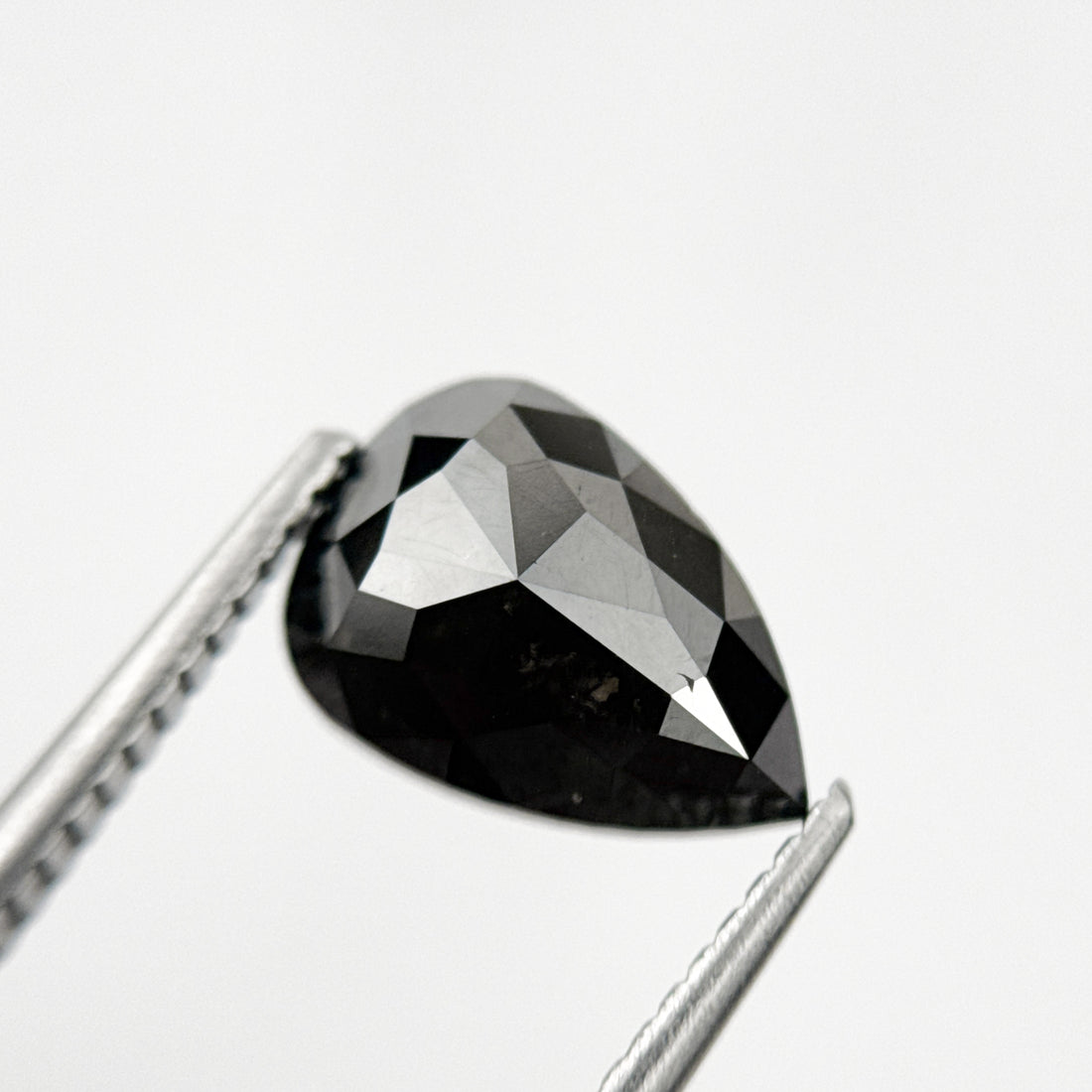 2.43 Ct Pear Rose Cut Black Natural Minimal Diamond