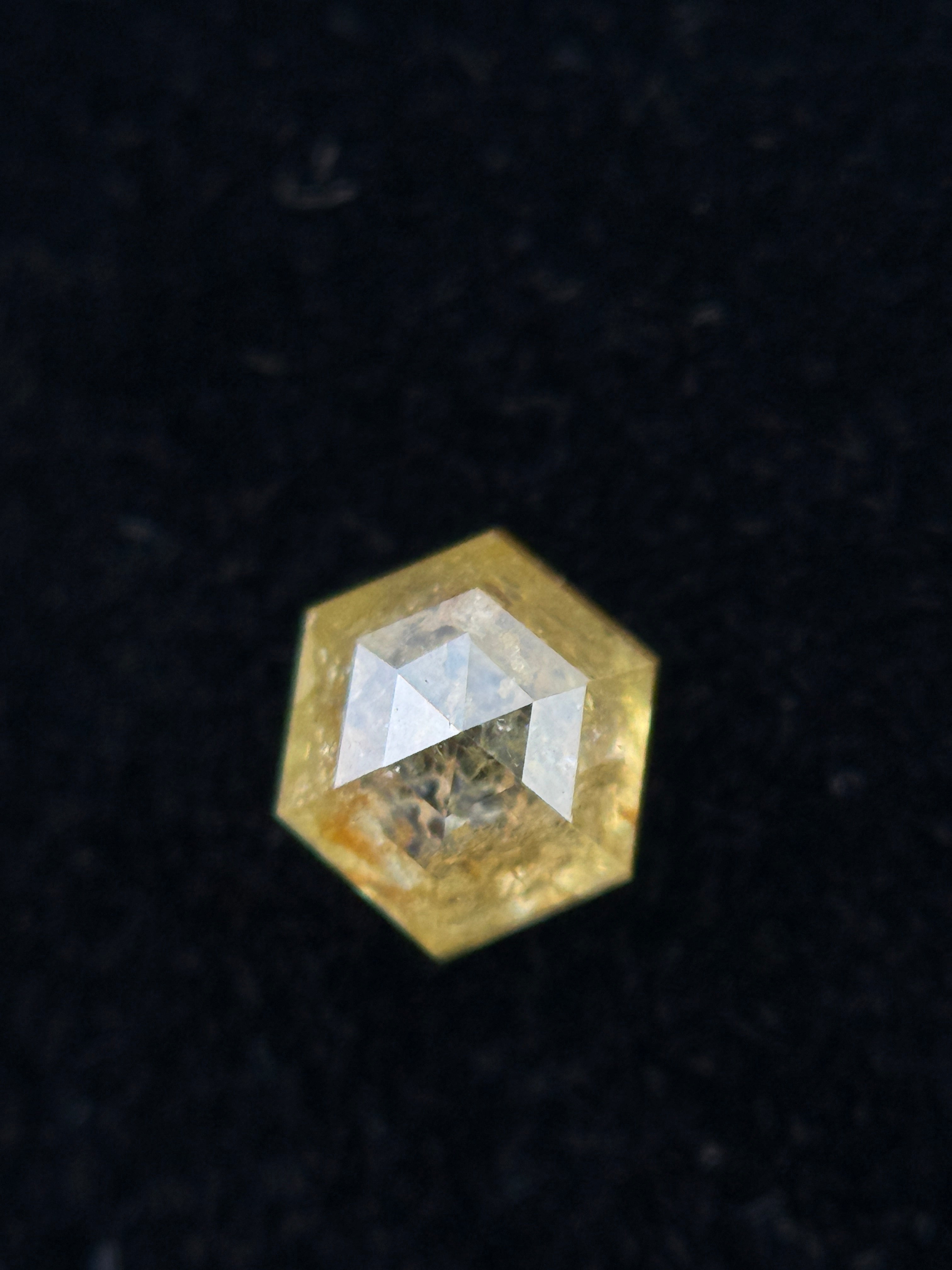 0.49 Ct Hexagon Rose Cut Yellow Natural Fancy Diamond