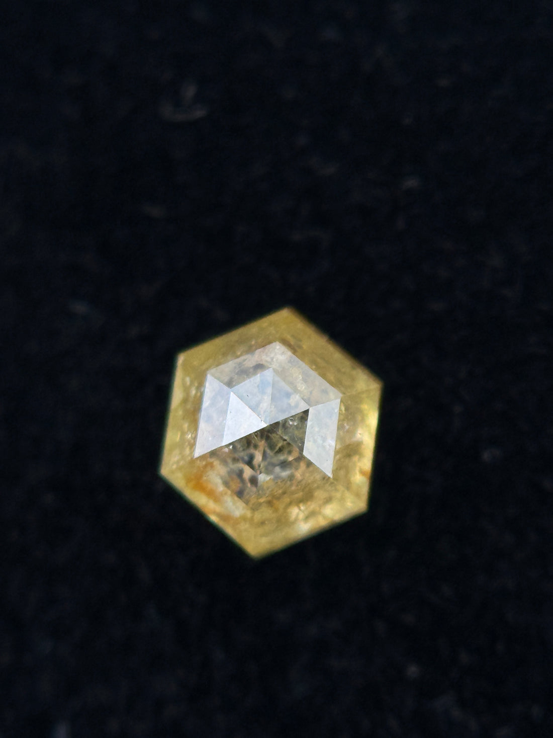 0.49 Ct Hexagon Rose Cut Yellow Natural Fancy Diamond