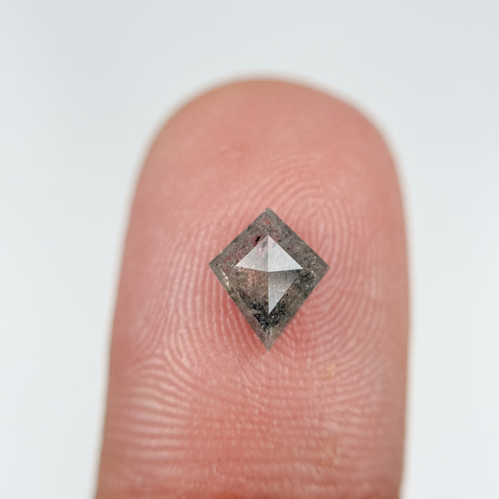 0.85 Ct Kite Rose Cut Grey Natural Salt and Pepper Diamond