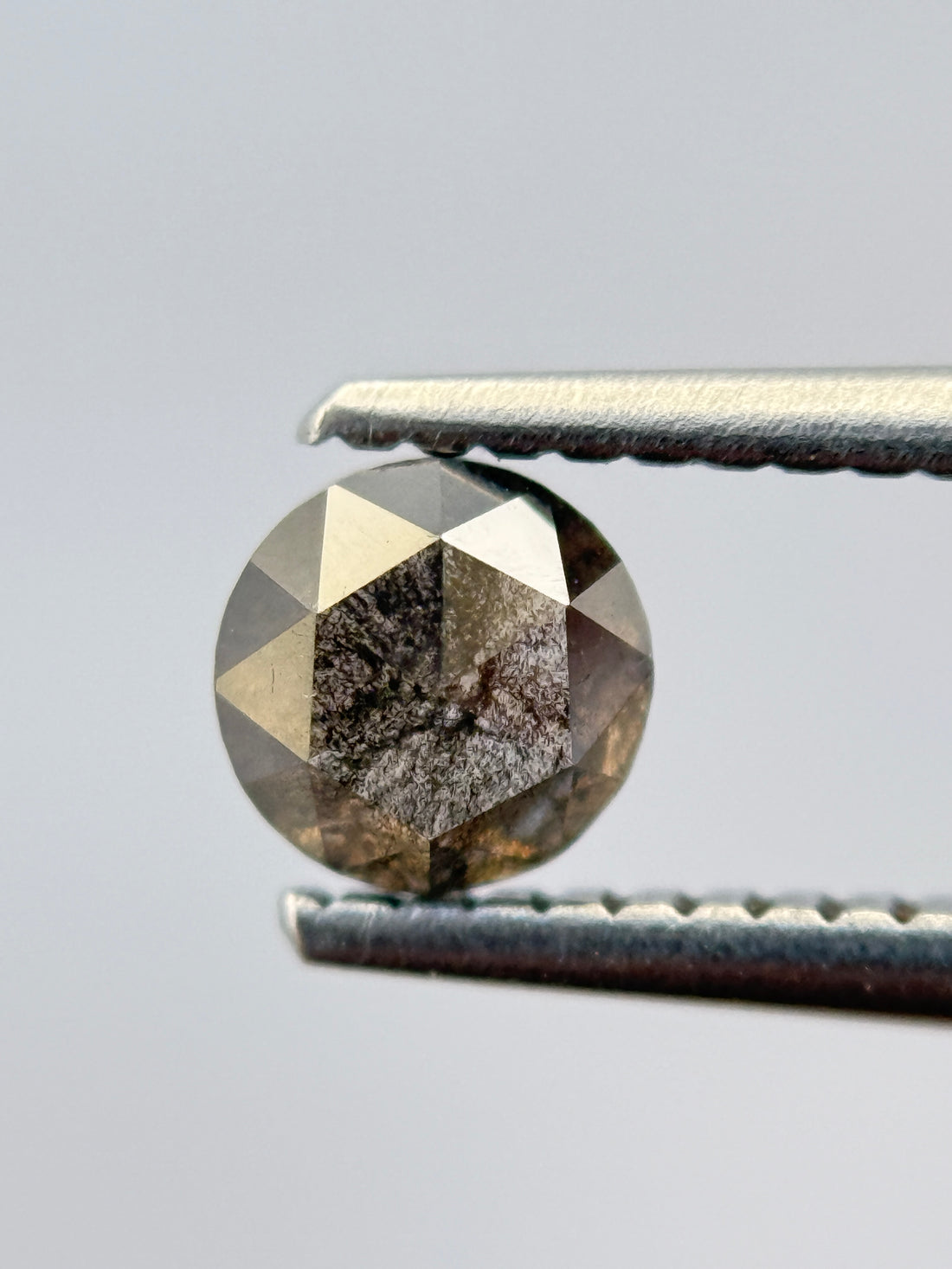 0.62 Ct Round Rose Cut Grey Natural Salt and Pepper Diamond