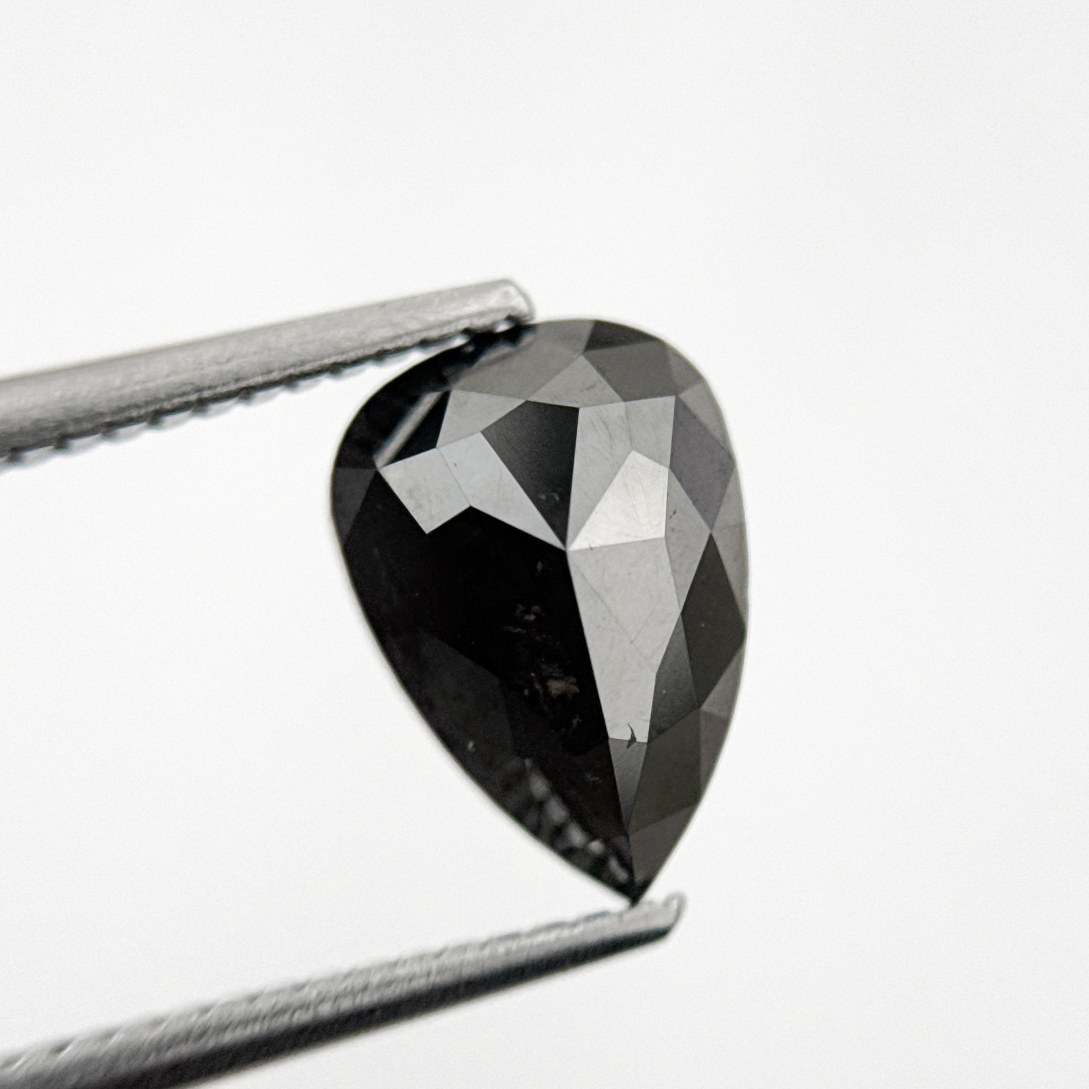 2.43 Ct Pear Rose Cut Black Natural Minimal Diamond