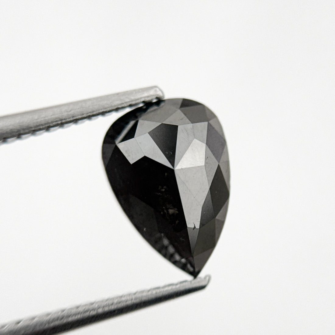 2.43 Ct Pear Rose Cut Black Natural Minimal Diamond