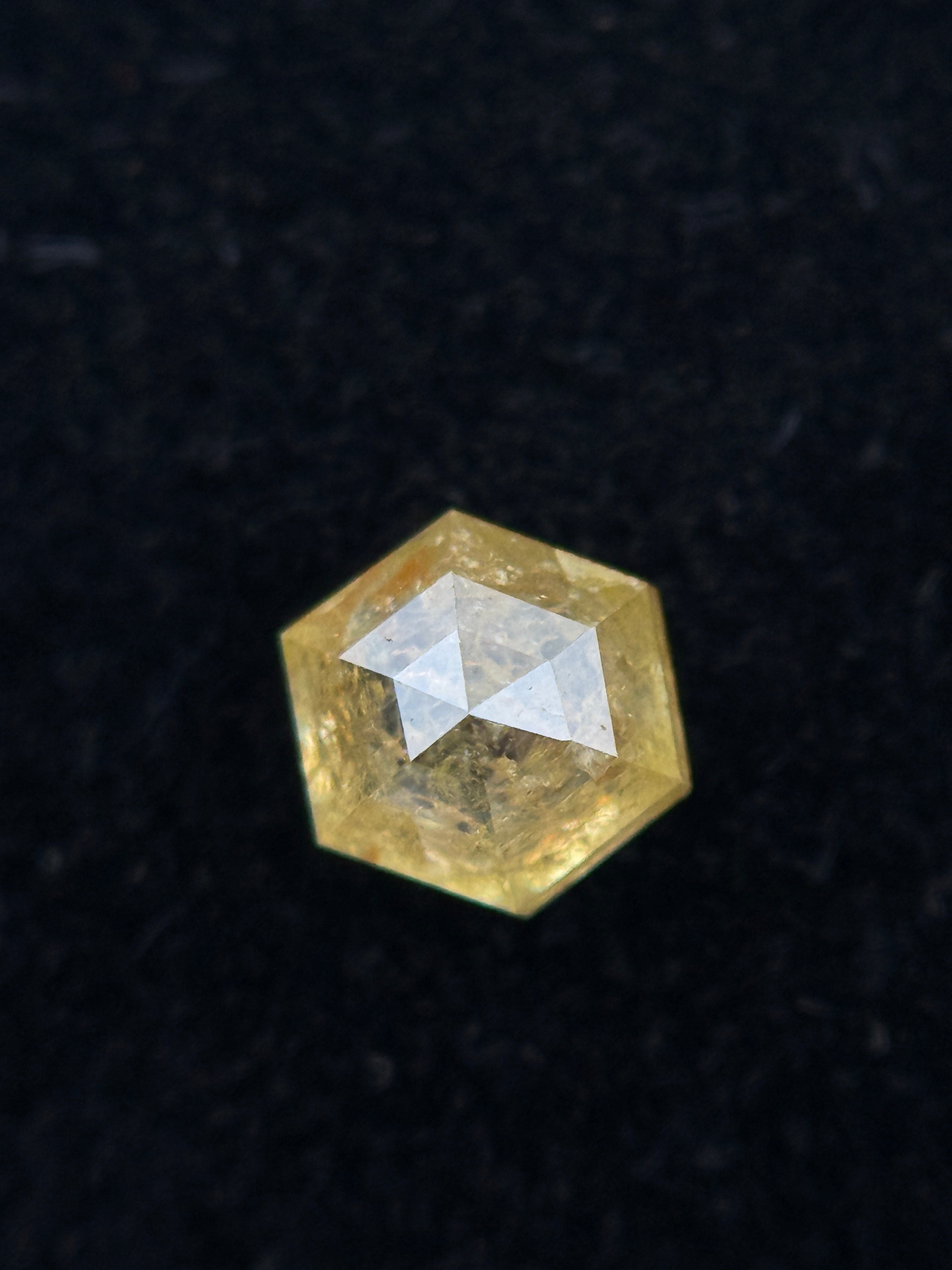 0.49 Ct Hexagon Rose Cut Yellow Natural Fancy Diamond