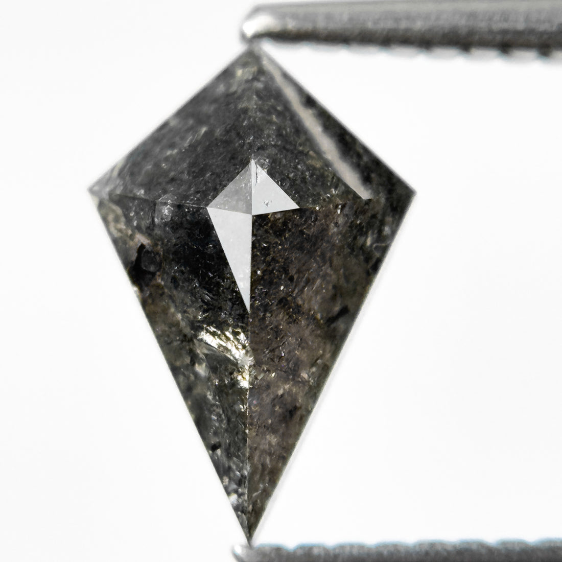 1.39 Ct Kite Rose Cut Grey Natural Salt and Pepper Diamond