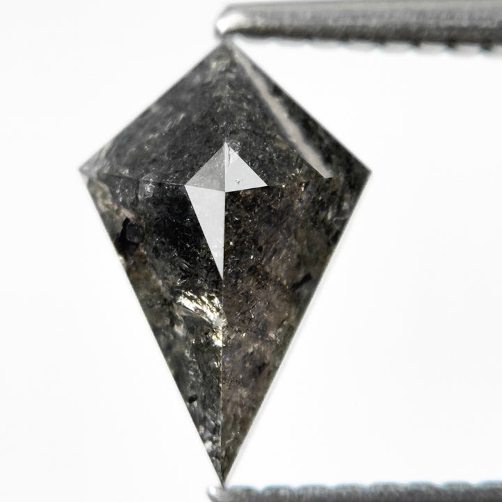 1.39 Ct Kite Rose Cut Grey Natural Salt and Pepper Diamond