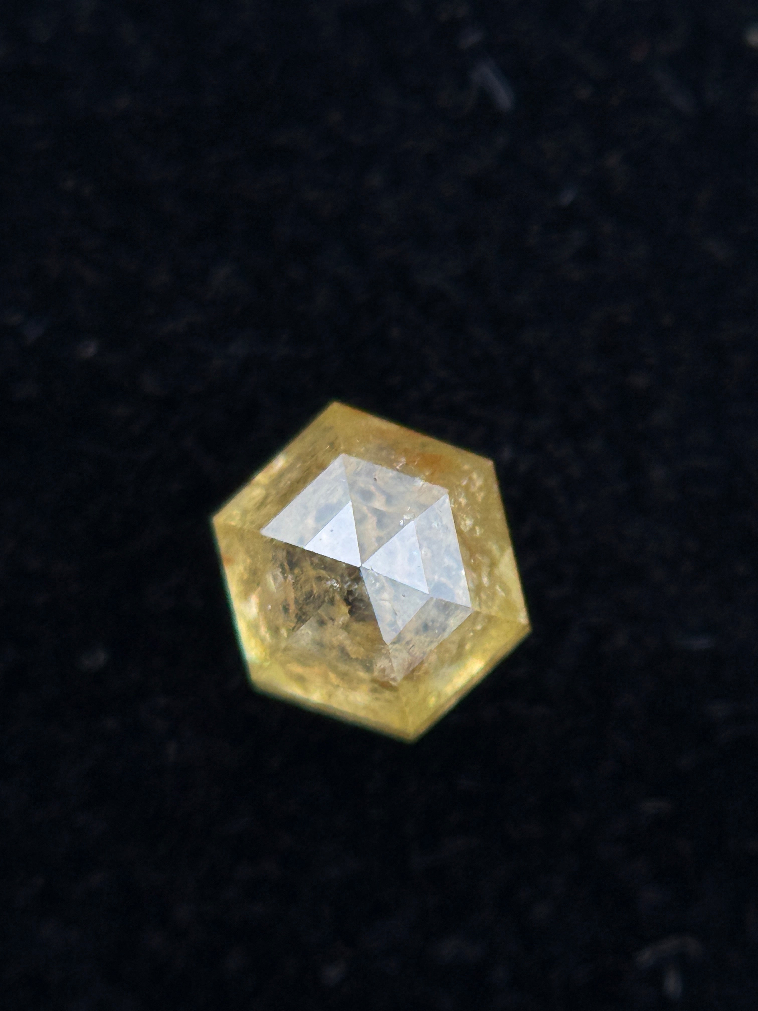 0.49 Ct Hexagon Rose Cut Yellow Natural Fancy Diamond