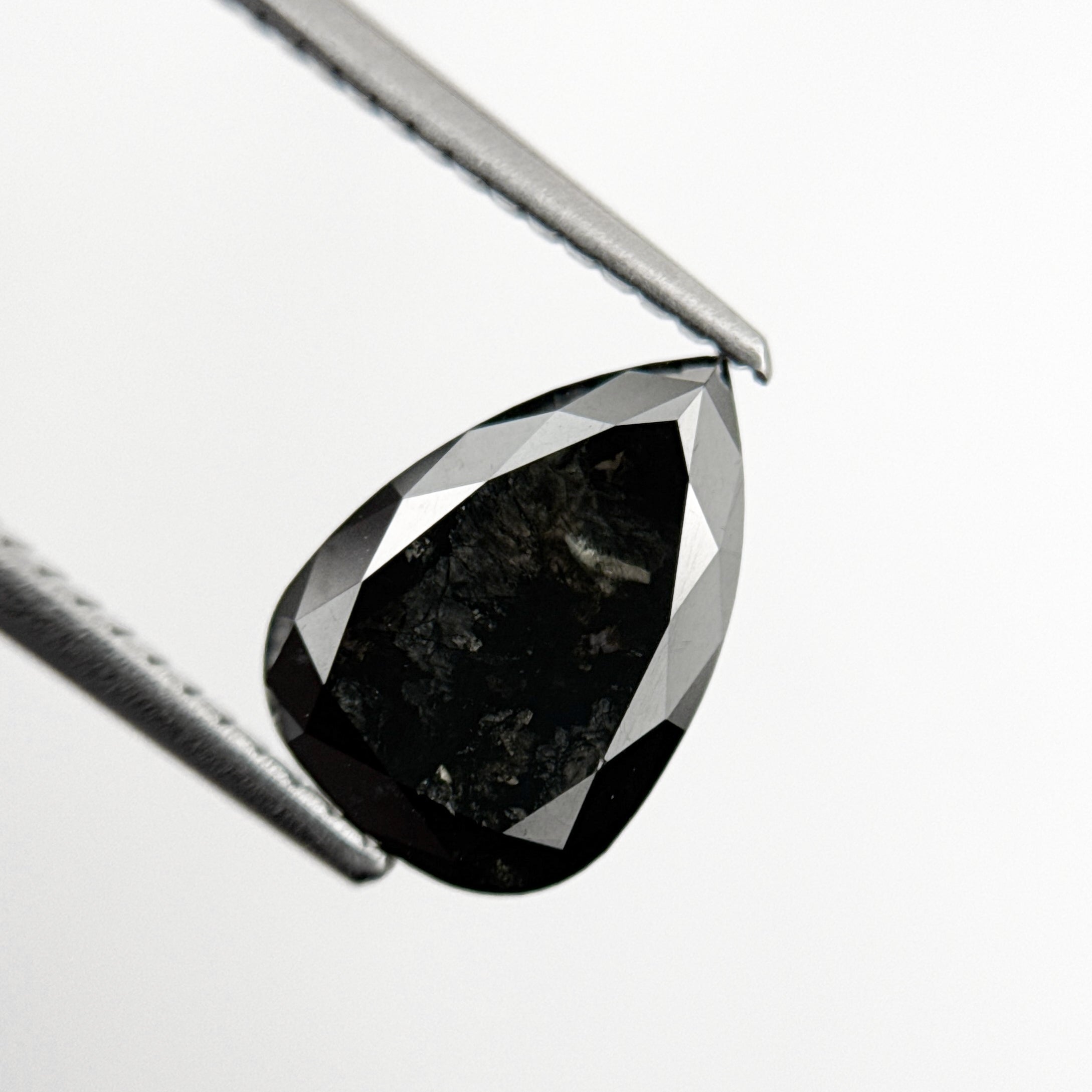 2.43 Ct Pear Rose Cut Black Natural Minimal Diamond