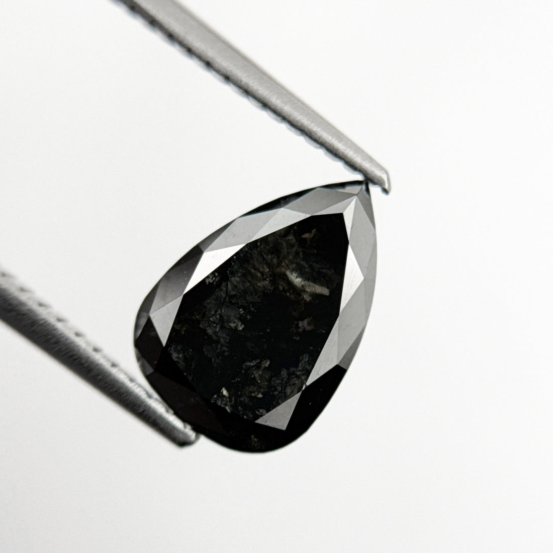 2.43 Ct Pear Rose Cut Black Natural Minimal Diamond