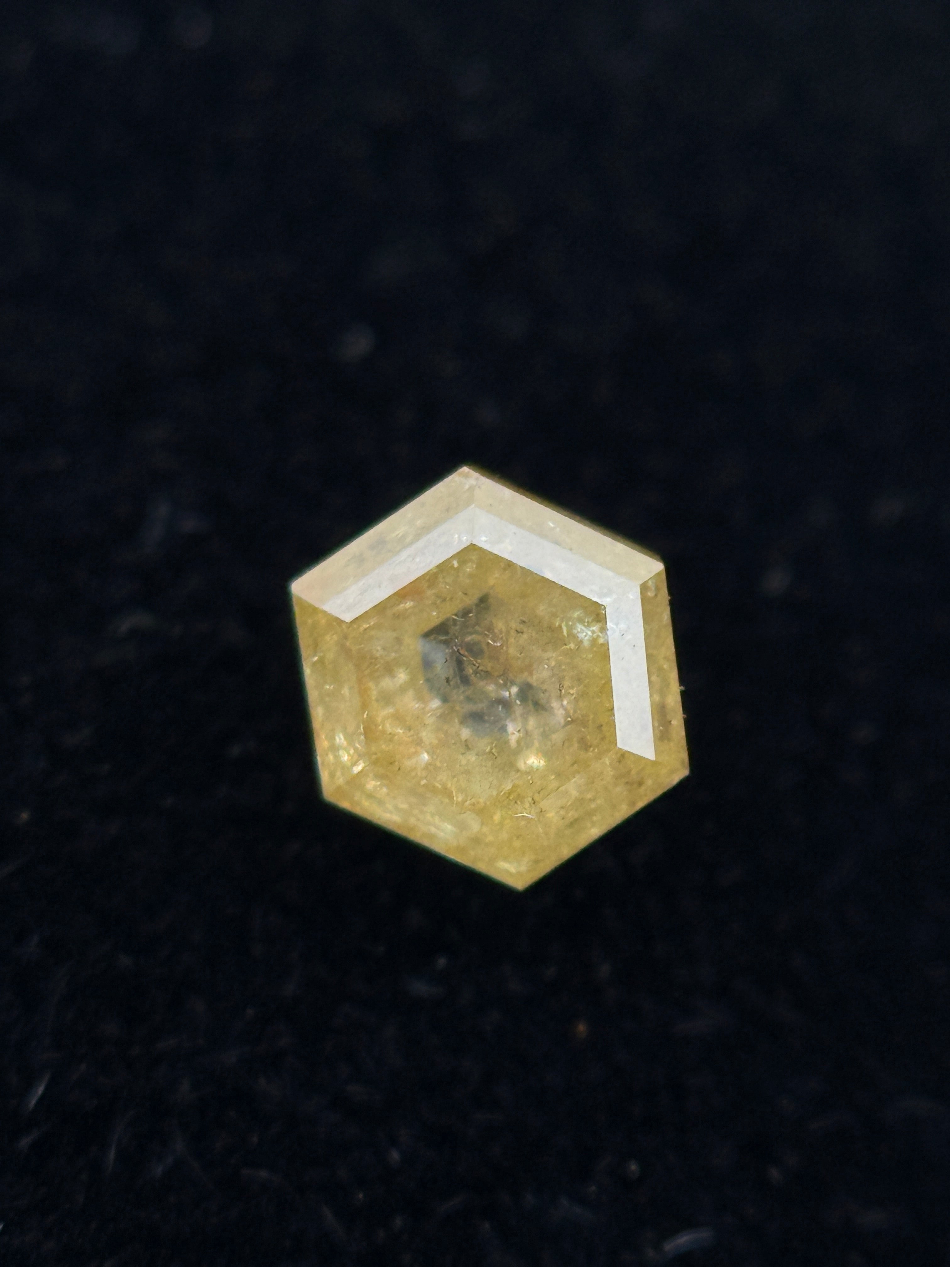 0.49 Ct Hexagon Rose Cut Yellow Natural Fancy Diamond