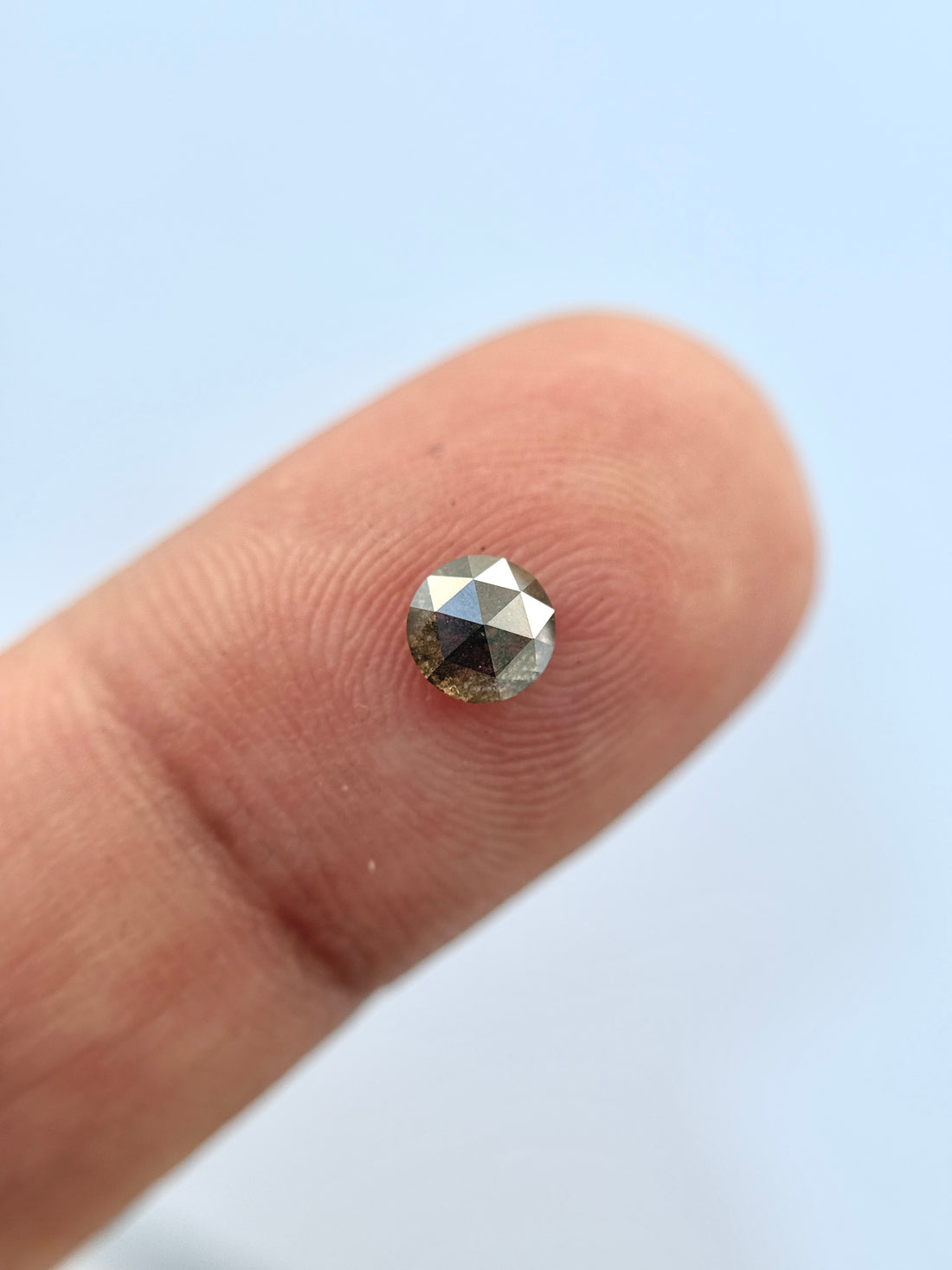0.62 Ct Round Rose Cut Grey Natural Salt and Pepper Diamond