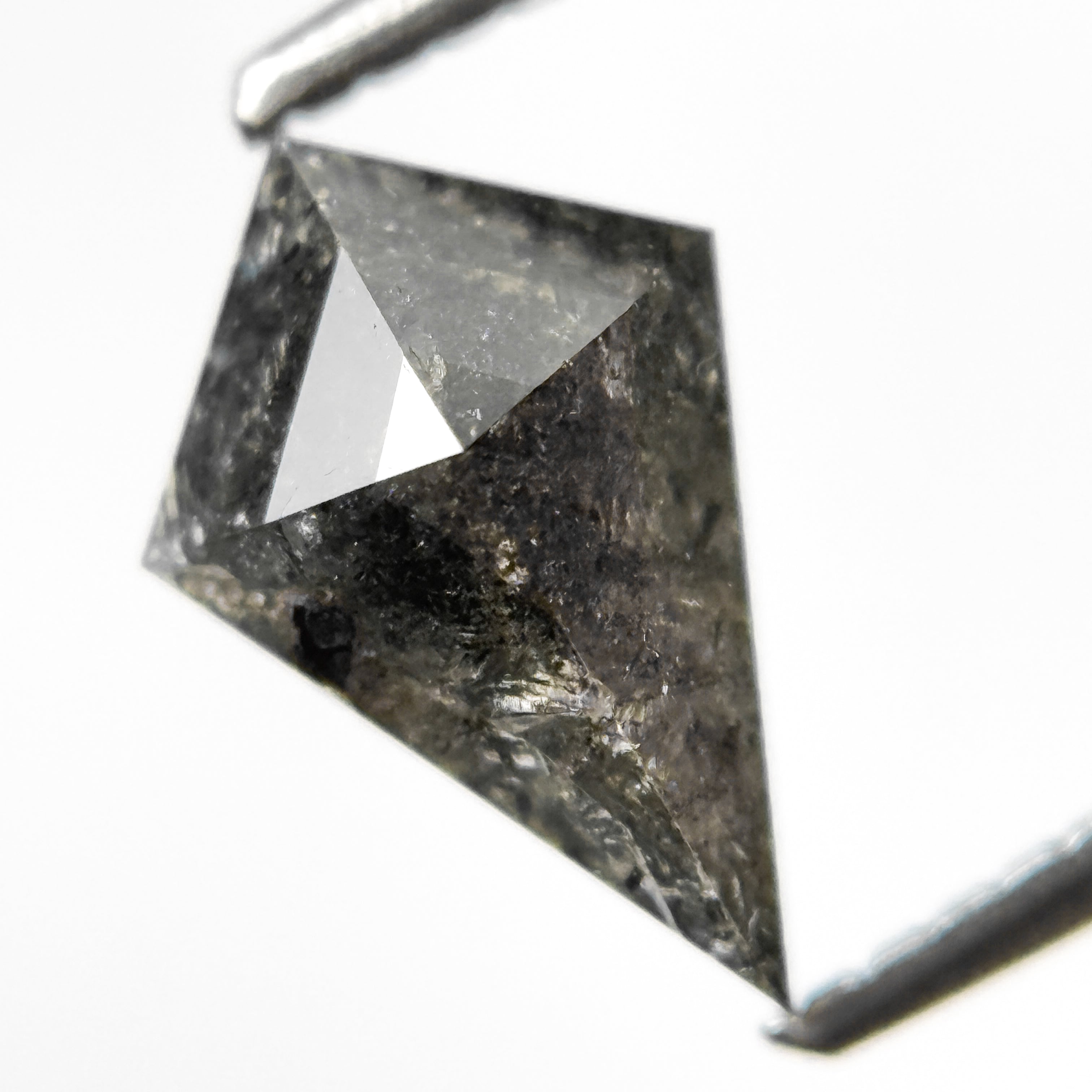 1.39 Ct Kite Rose Cut Grey Natural Salt and Pepper Diamond