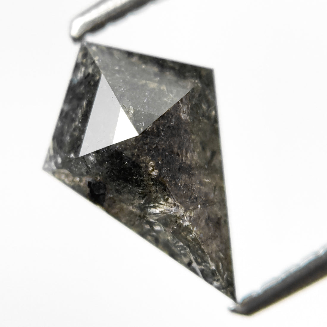 1.39 Ct Kite Rose Cut Grey Natural Salt and Pepper Diamond