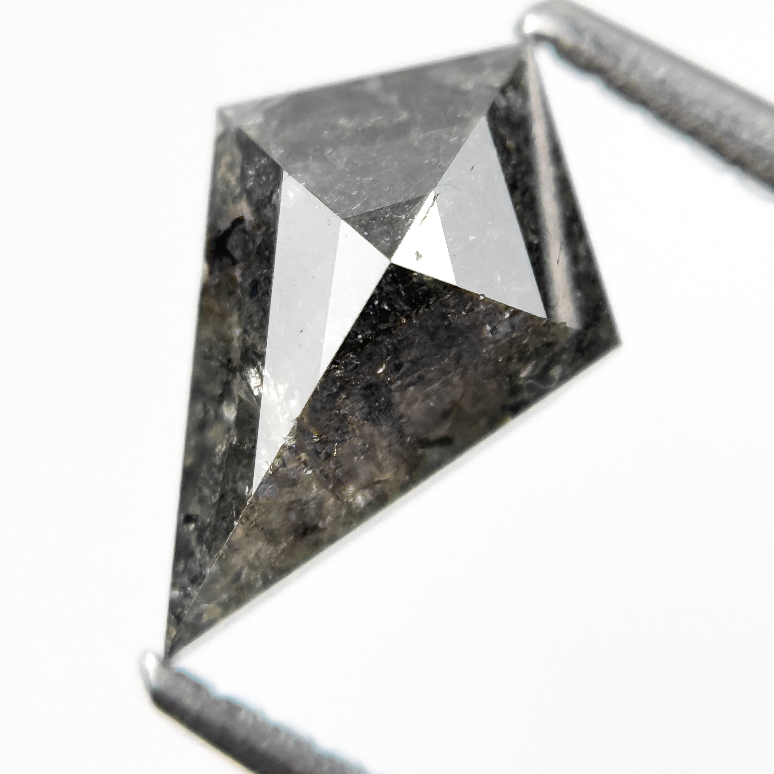 1.39 Ct Kite Rose Cut Grey Natural Salt and Pepper Diamond