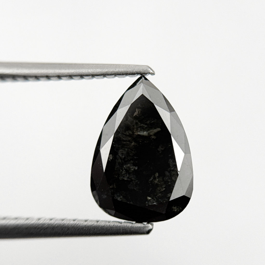 2.43 Ct Pear Rose Cut Black Natural Minimal Diamond