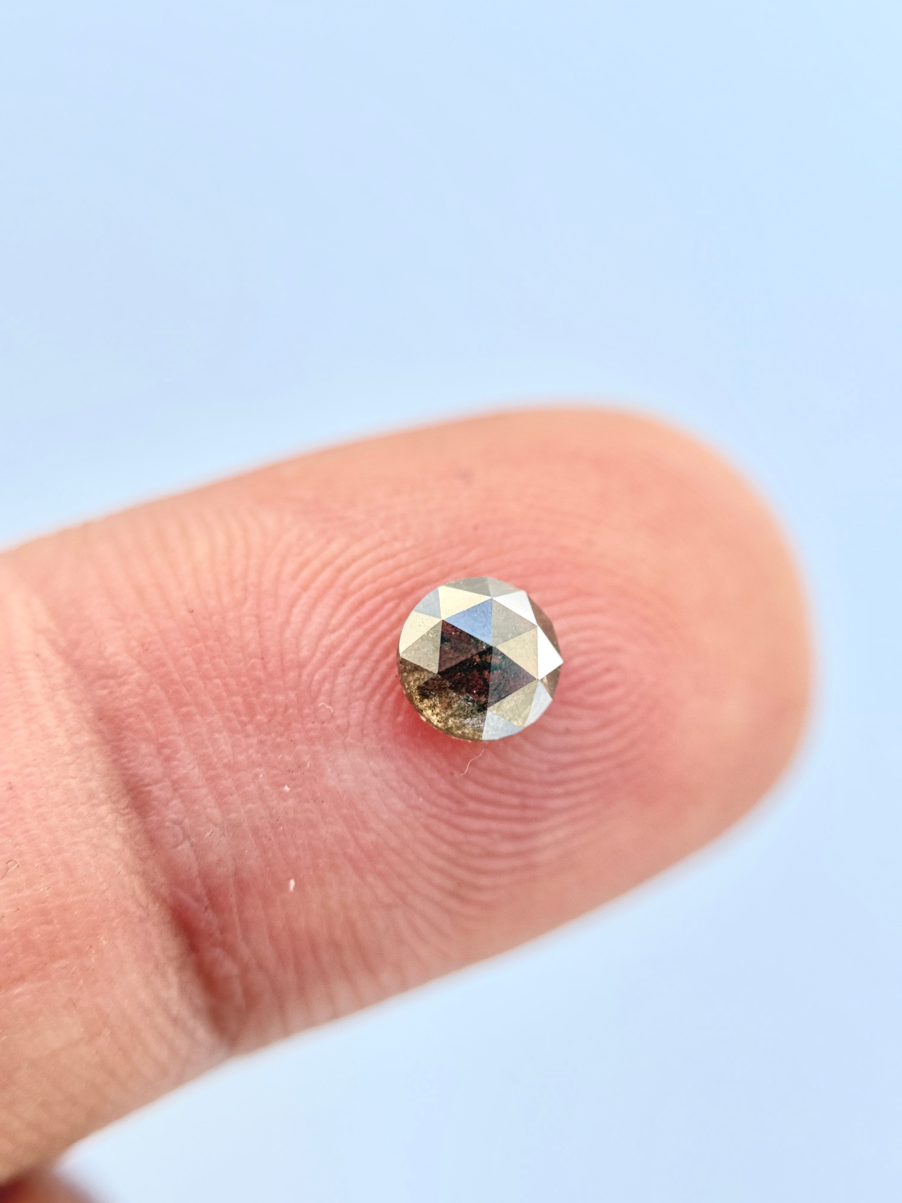 0.62 Ct Round Rose Cut Grey Natural Salt and Pepper Diamond