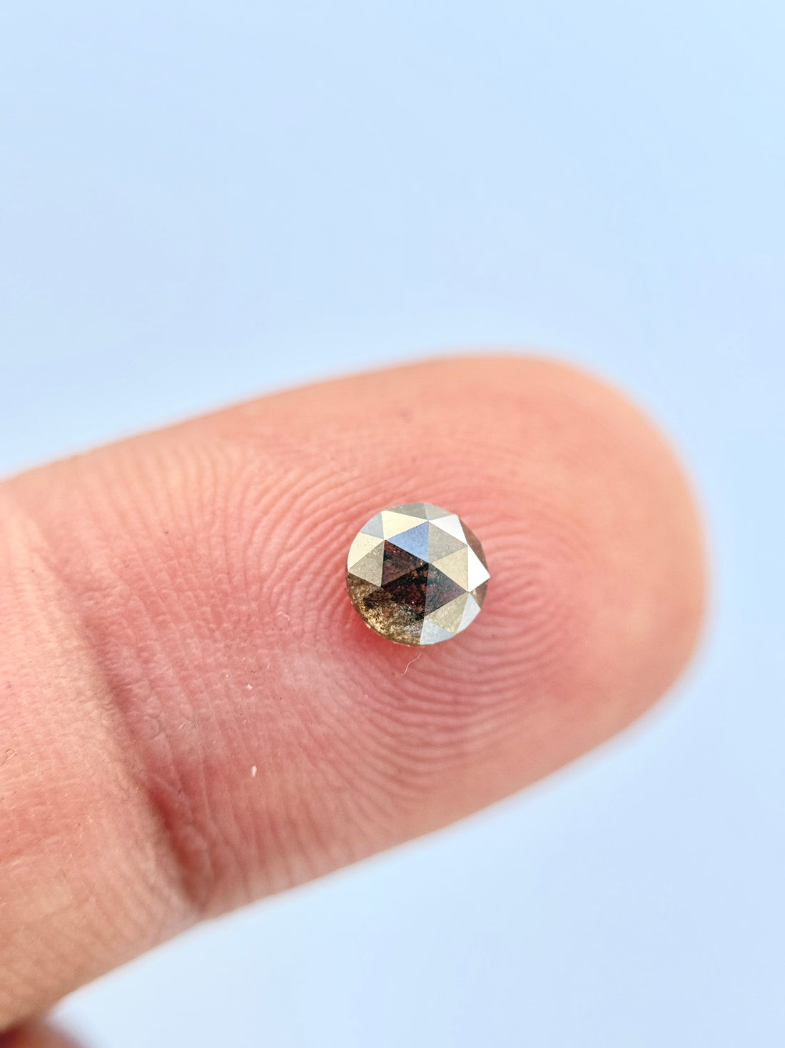 0.62 Ct Round Rose Cut Grey Natural Salt and Pepper Diamond
