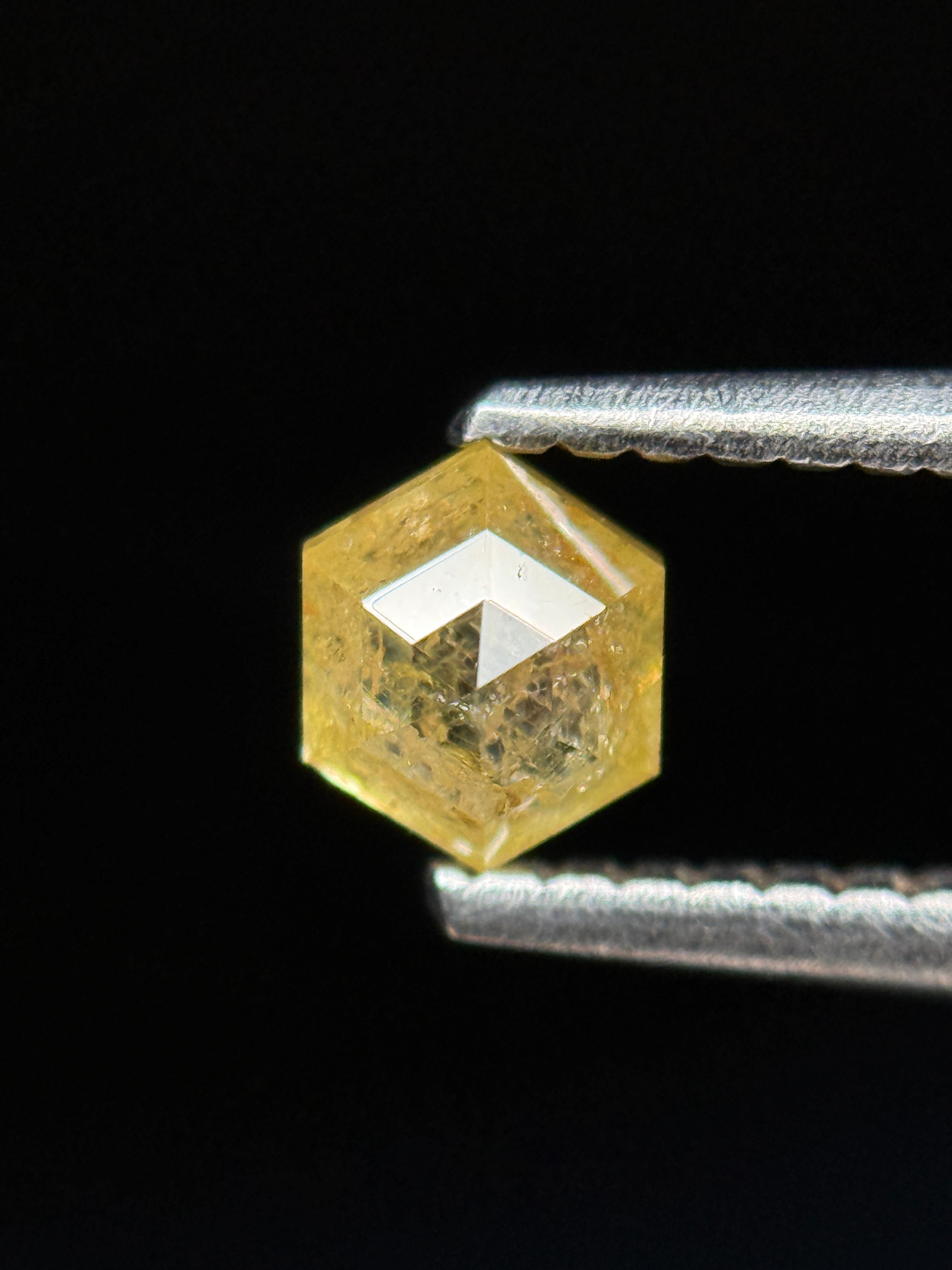 0.49 Ct Hexagon Rose Cut Yellow Natural Fancy Diamond