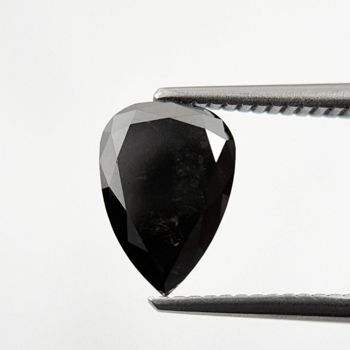 2.43 Ct Pear Rose Cut Black Natural Minimal Diamond