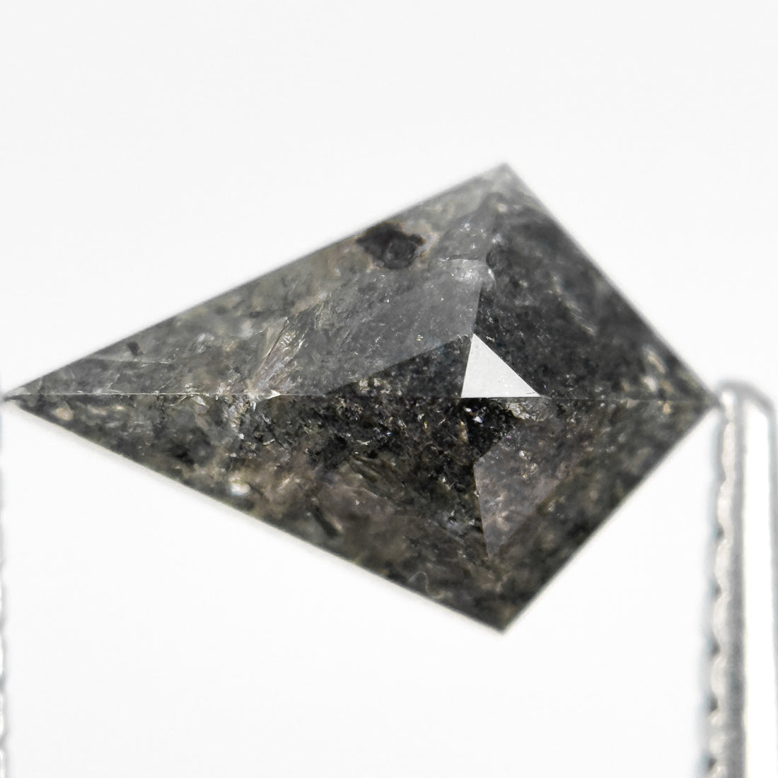 1.39 Ct Kite Rose Cut Grey Natural Salt and Pepper Diamond