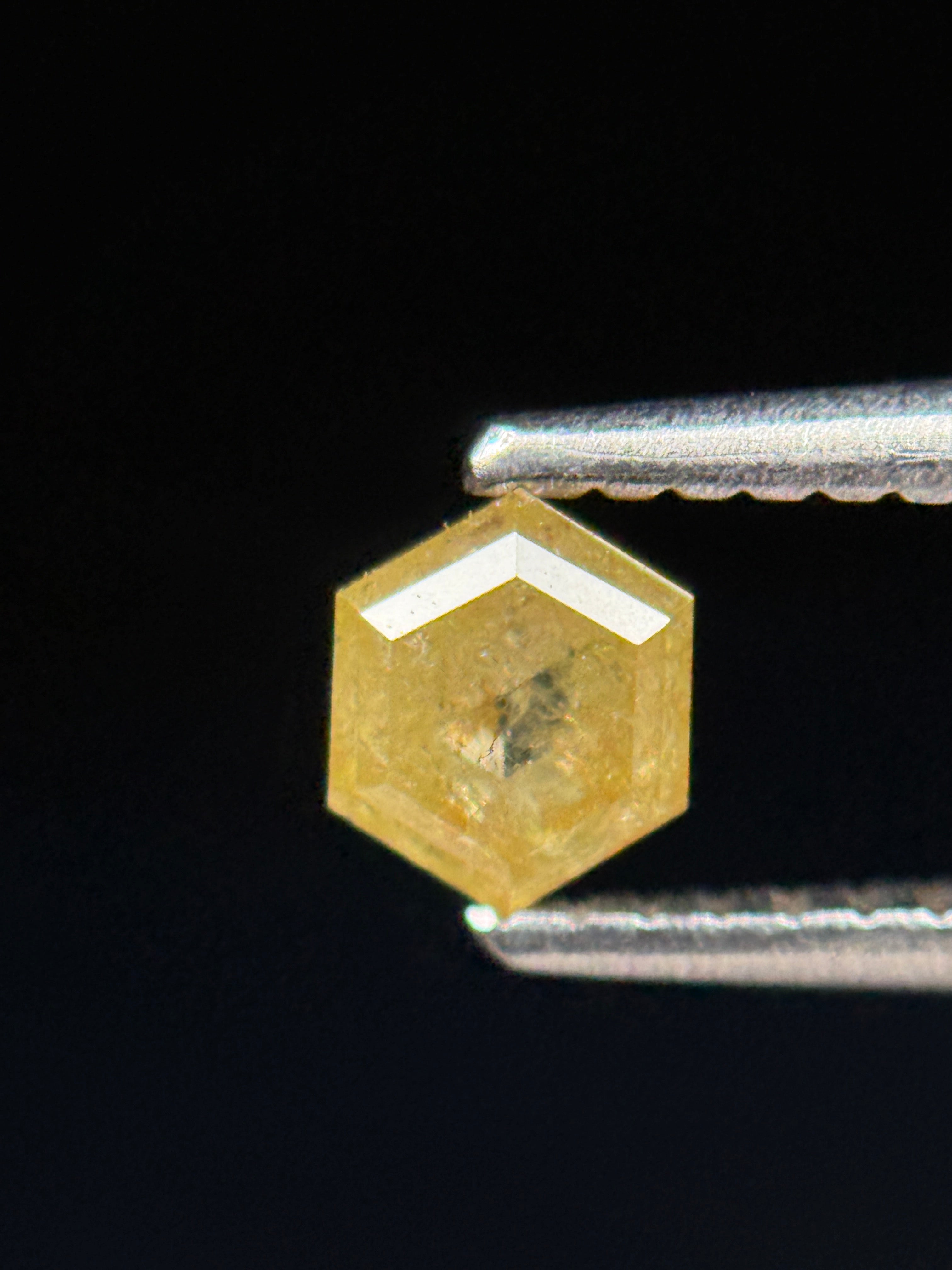 0.49 Ct Hexagon Rose Cut Yellow Natural Fancy Diamond