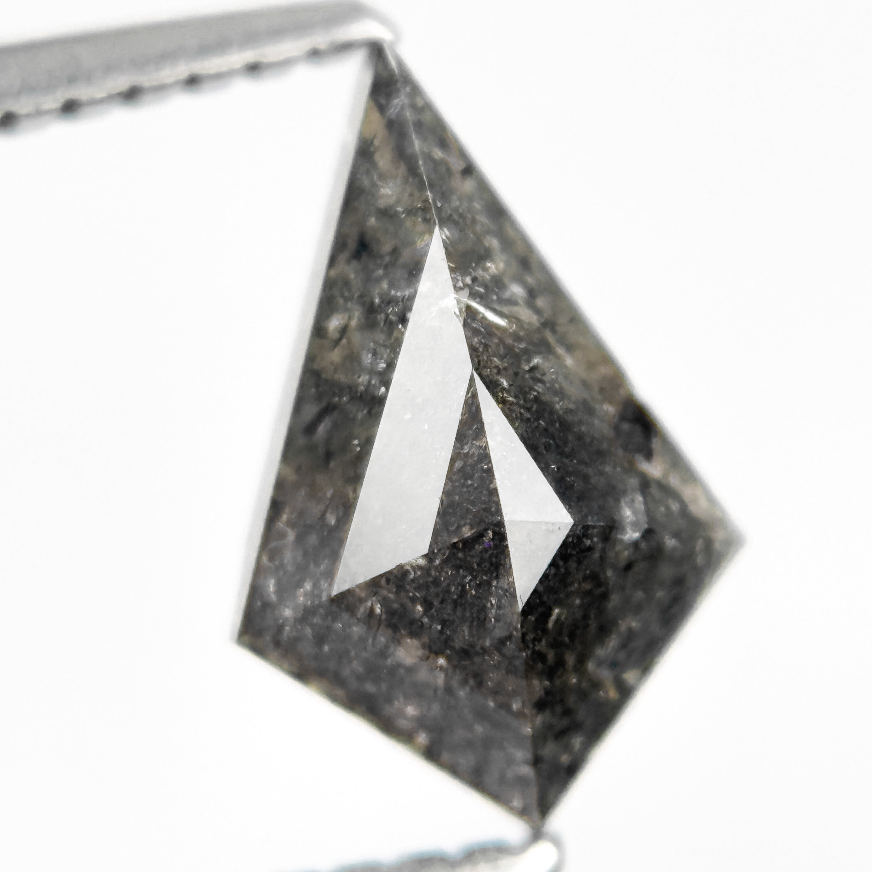 1.39 Ct Kite Rose Cut Grey Natural Salt and Pepper Diamond