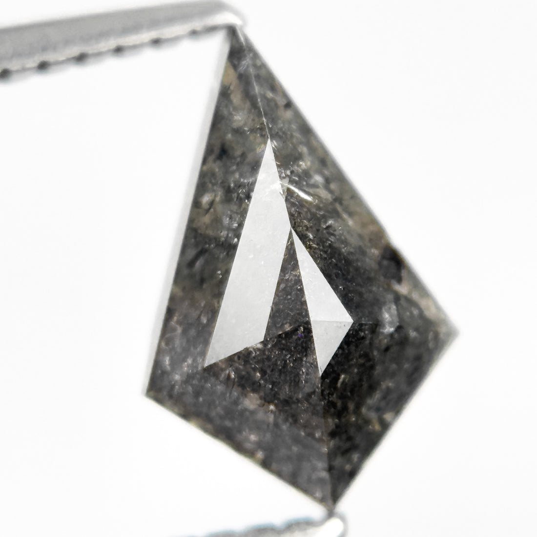 1.39 Ct Kite Rose Cut Grey Natural Salt and Pepper Diamond