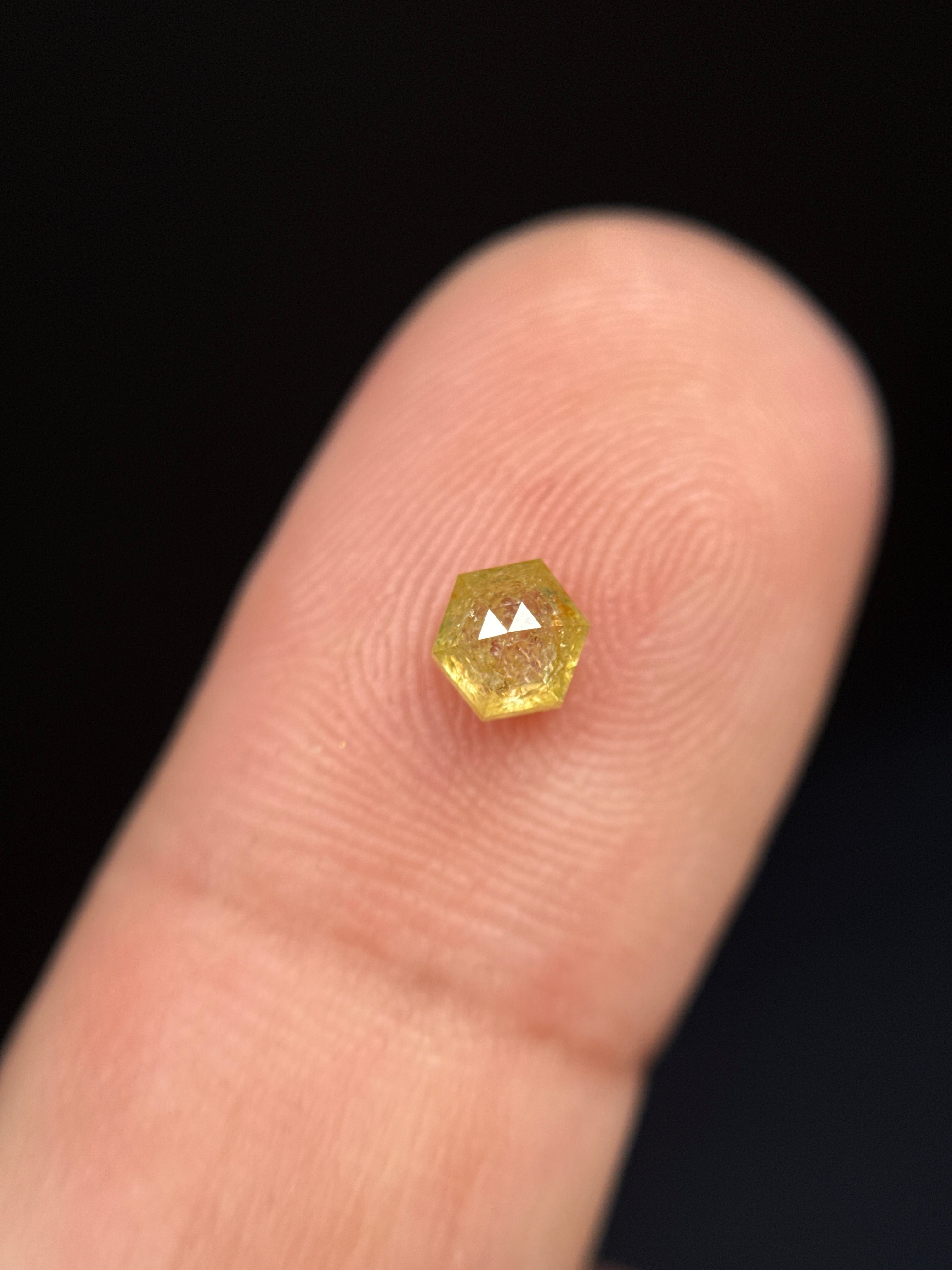 0.49 Ct Hexagon Rose Cut Yellow Natural Fancy Diamond