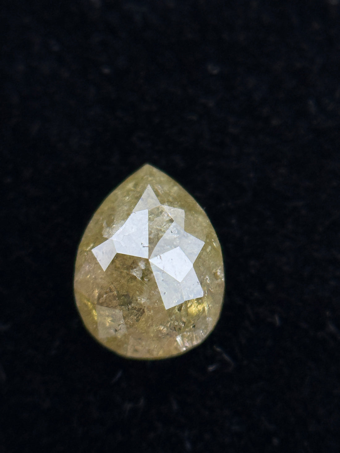 0.62 Ct Pear Rose Cut Yellow Natural Salt and Pepper Diamond