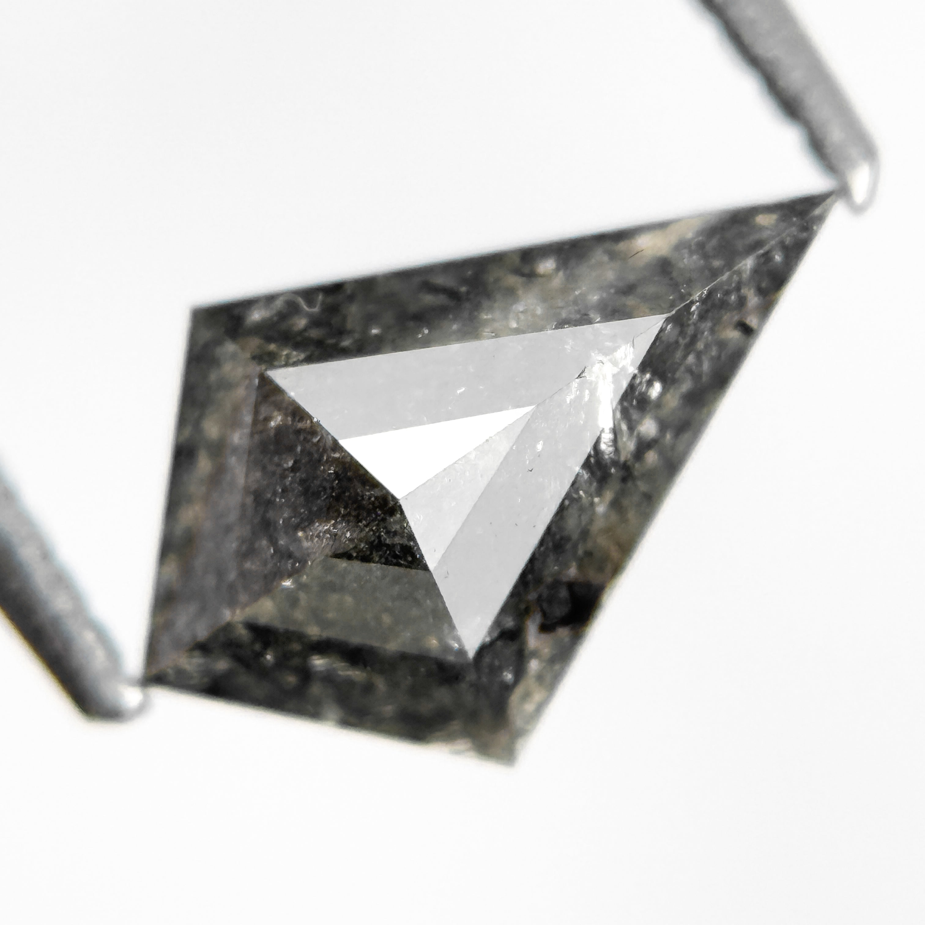 1.39 Ct Kite Rose Cut Grey Natural Salt and Pepper Diamond