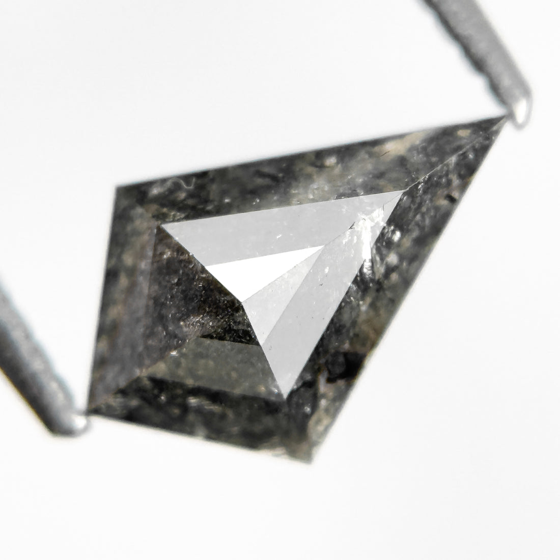 1.39 Ct Kite Rose Cut Grey Natural Salt and Pepper Diamond