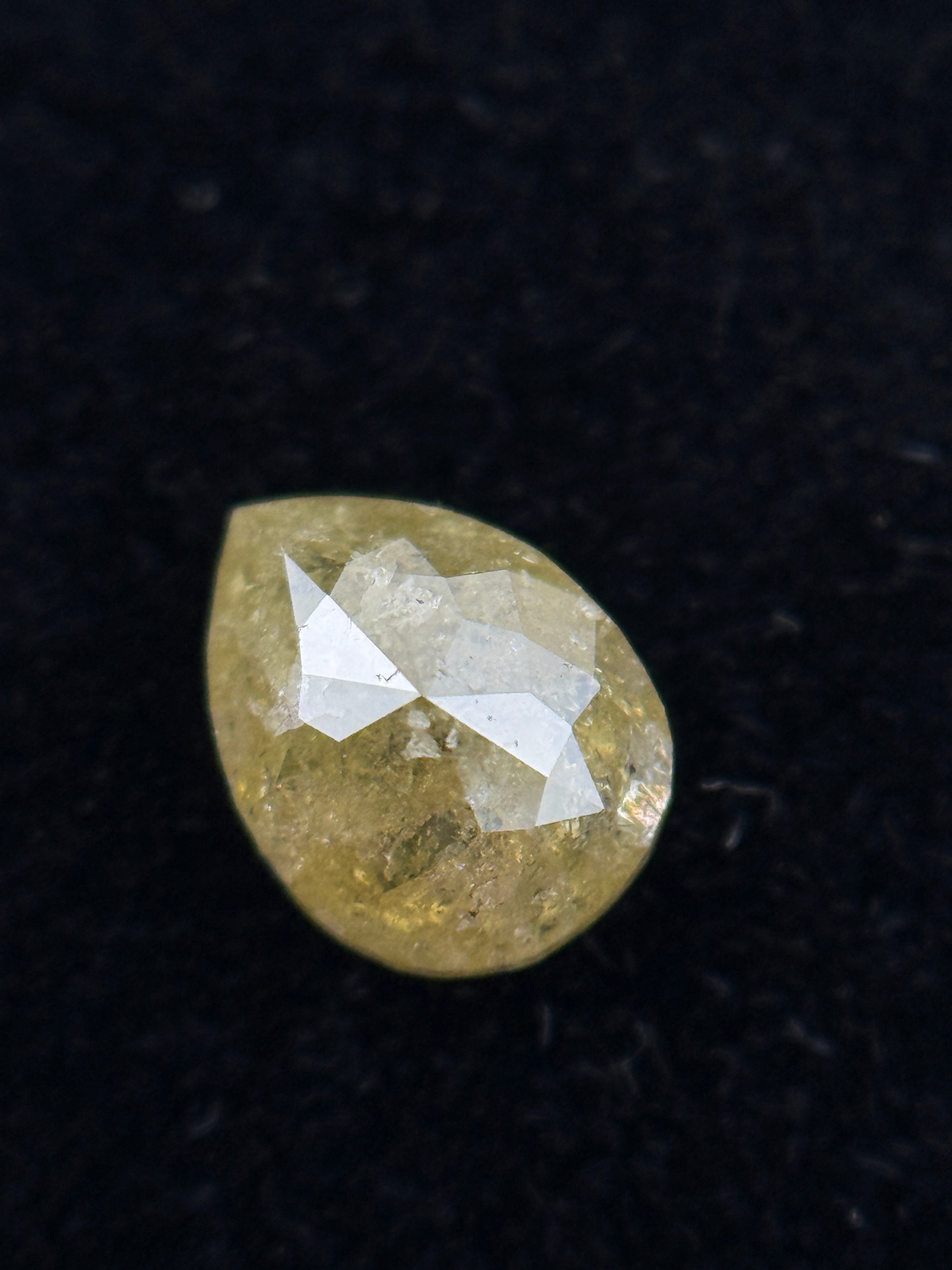 0.62 Ct Pear Rose Cut Yellow Natural Salt and Pepper Diamond