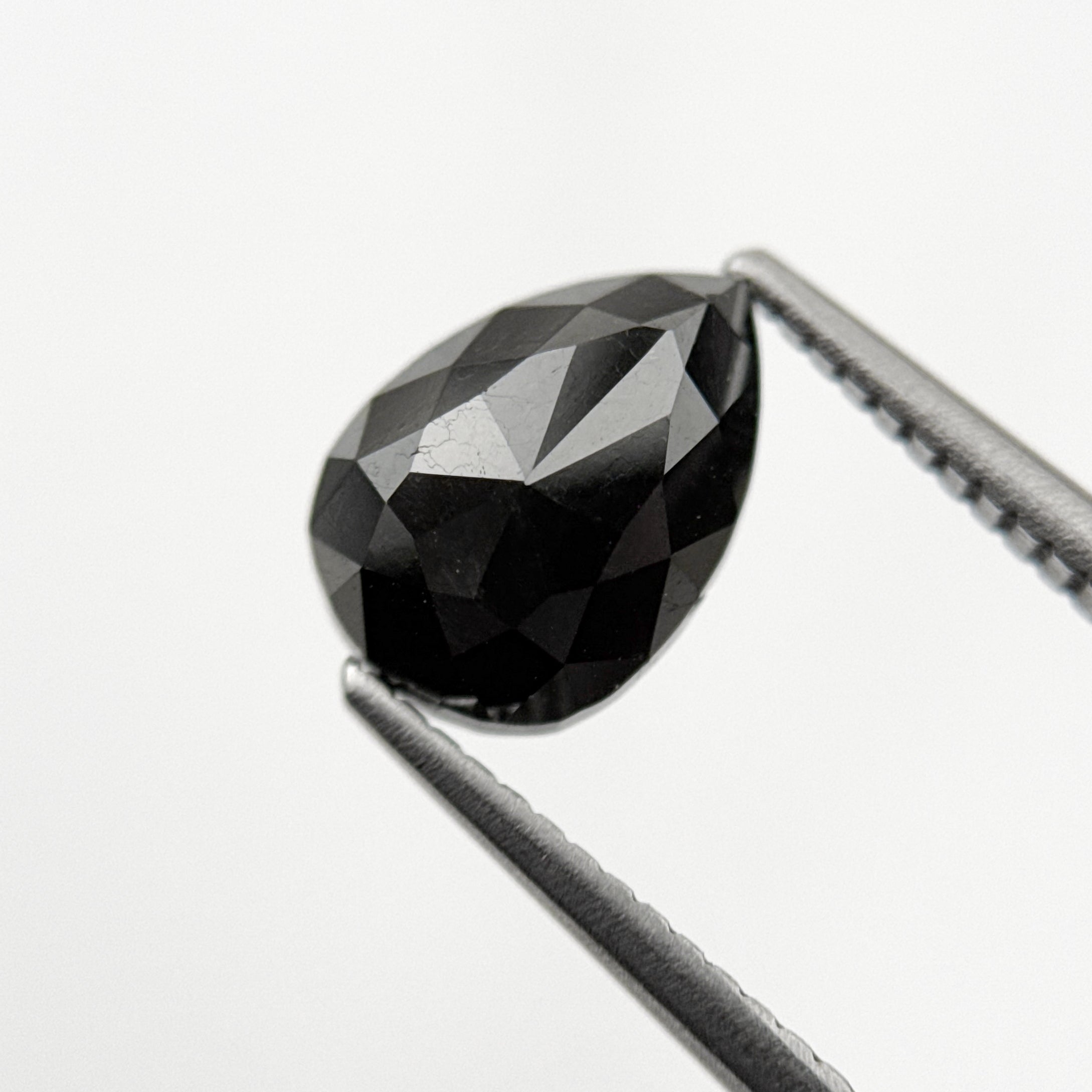 2.34 Ct Pear Rose Cut Black Natural Minimal Diamond