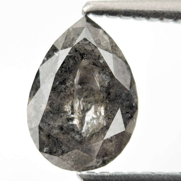 1.88 Ct Pear Rose Cut Grey Natural Salt and Pepper Diamond