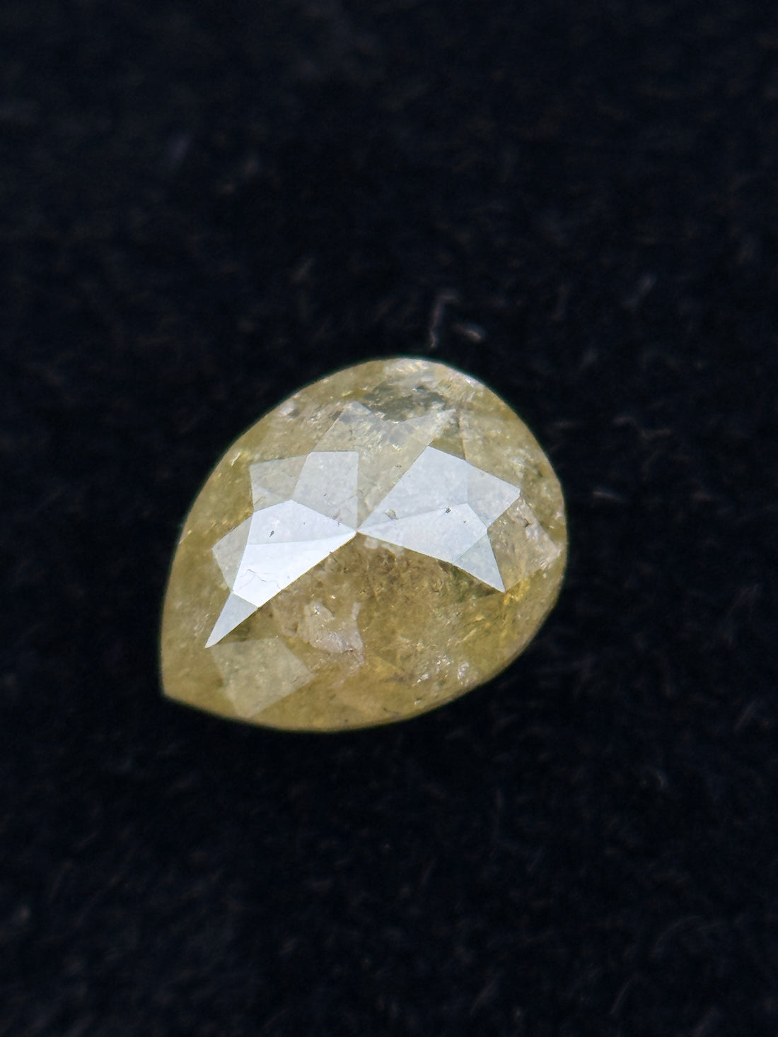 0.62 Ct Pear Rose Cut Yellow Natural Salt and Pepper Diamond
