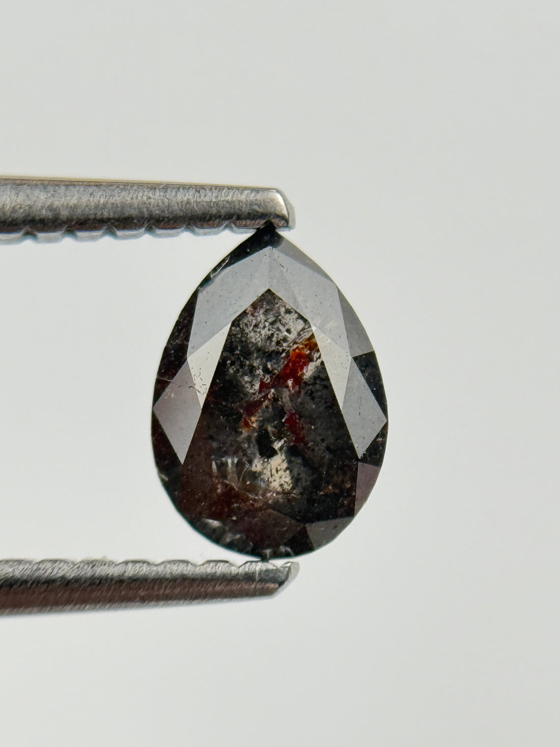 0.83 Ct Pear Rose Cut Grey Natural Salt and Pepper Diamond