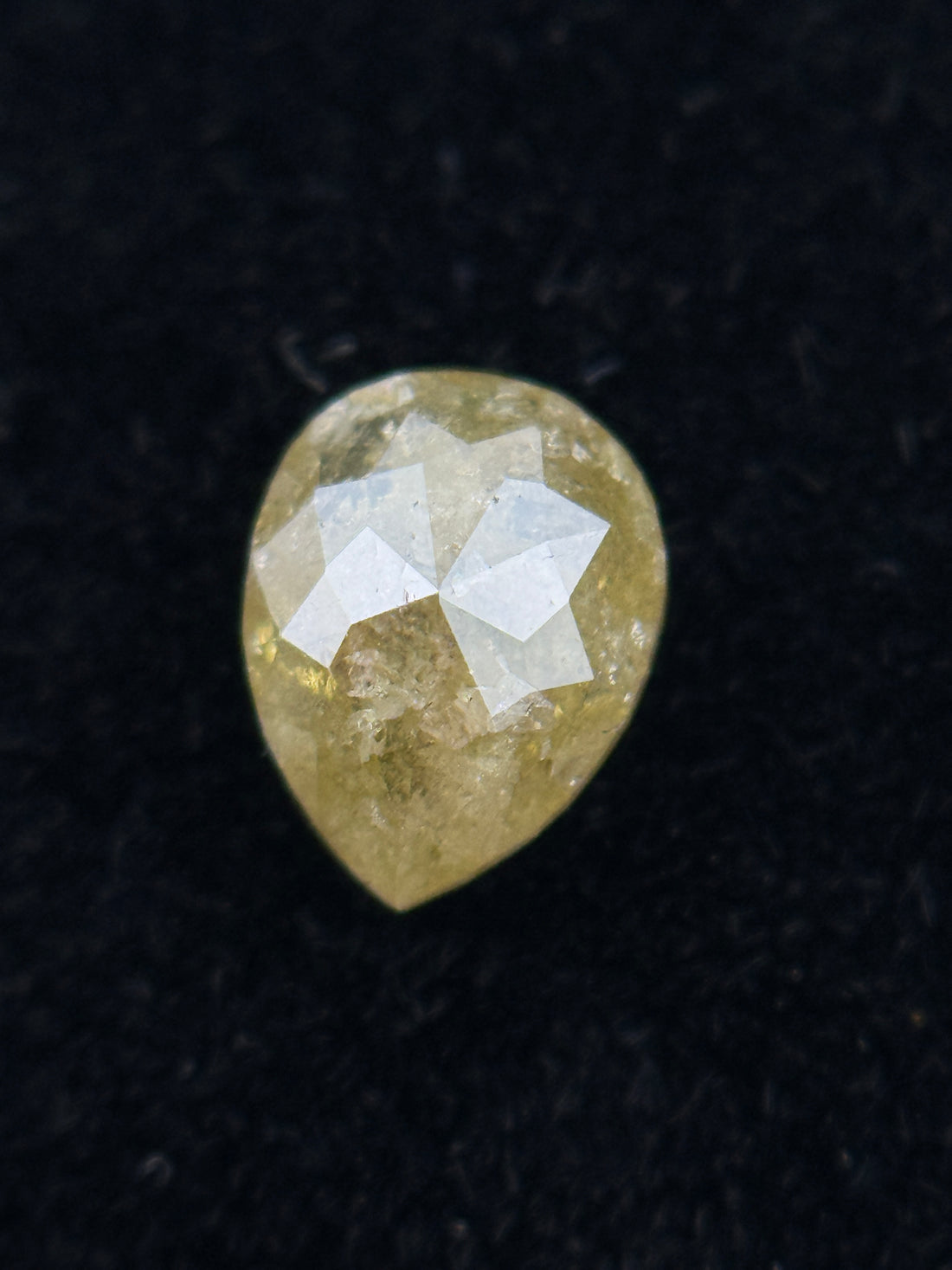0.62 Ct Pear Rose Cut Yellow Natural Salt and Pepper Diamond