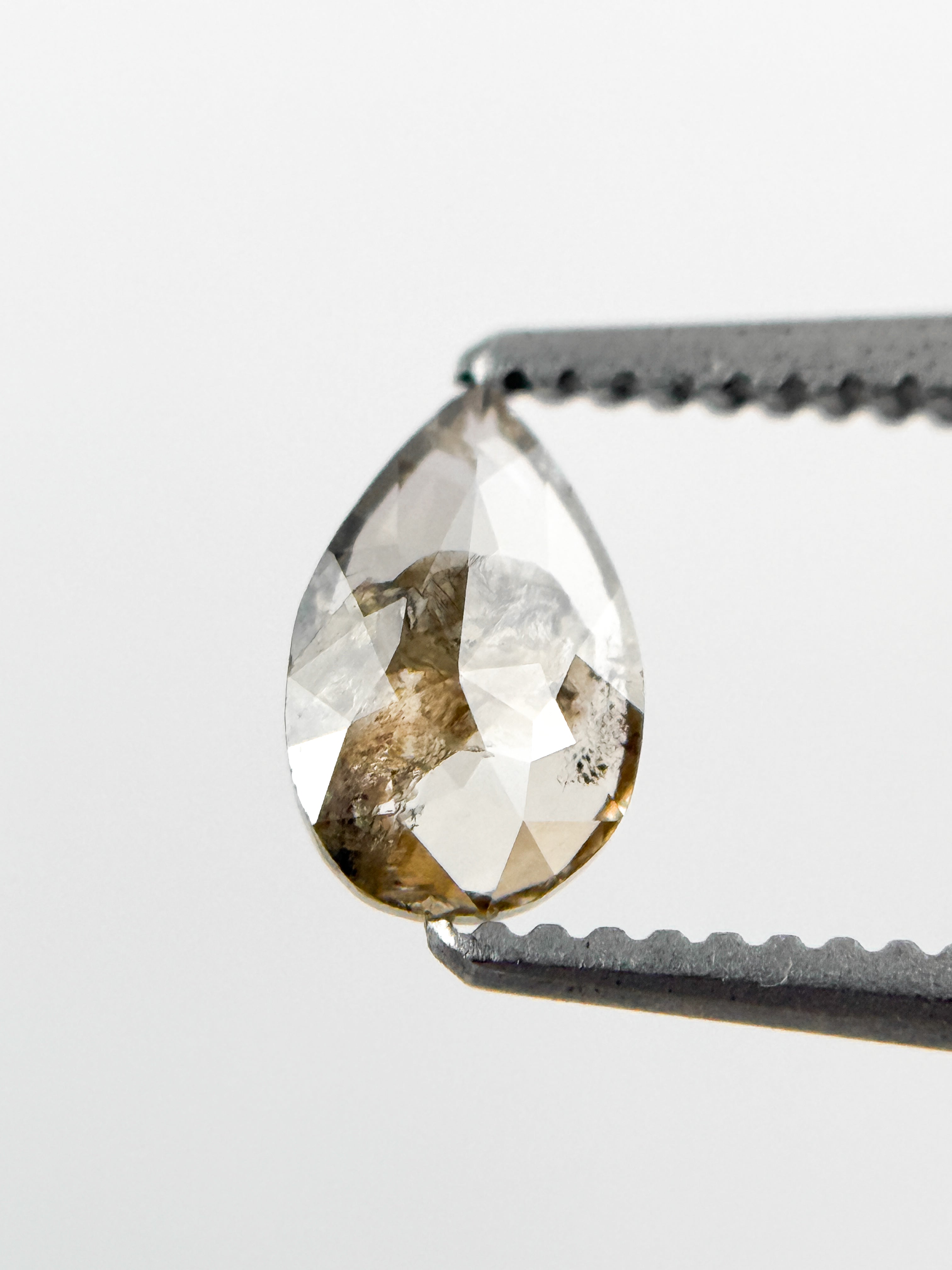 0.42 Ct Pear Rose Cut Grey Natural Minimalist Diamond