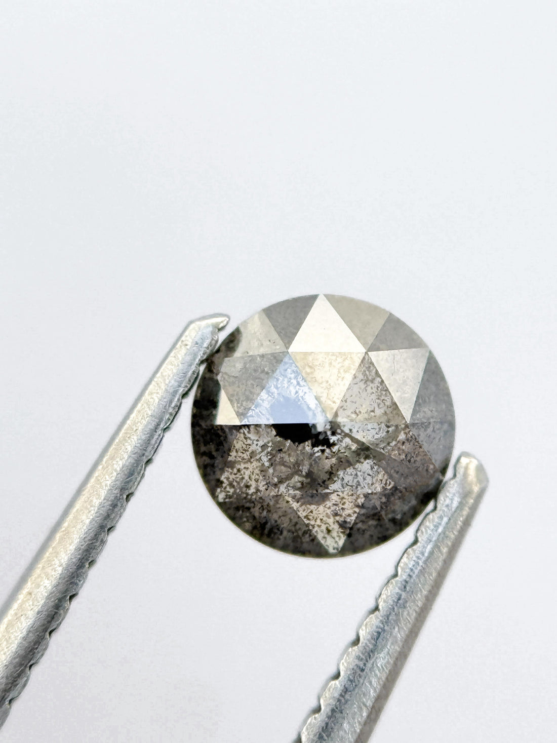 0.67 Ct Round Rose Cut Grey Natural Salt and Pepper Diamond
