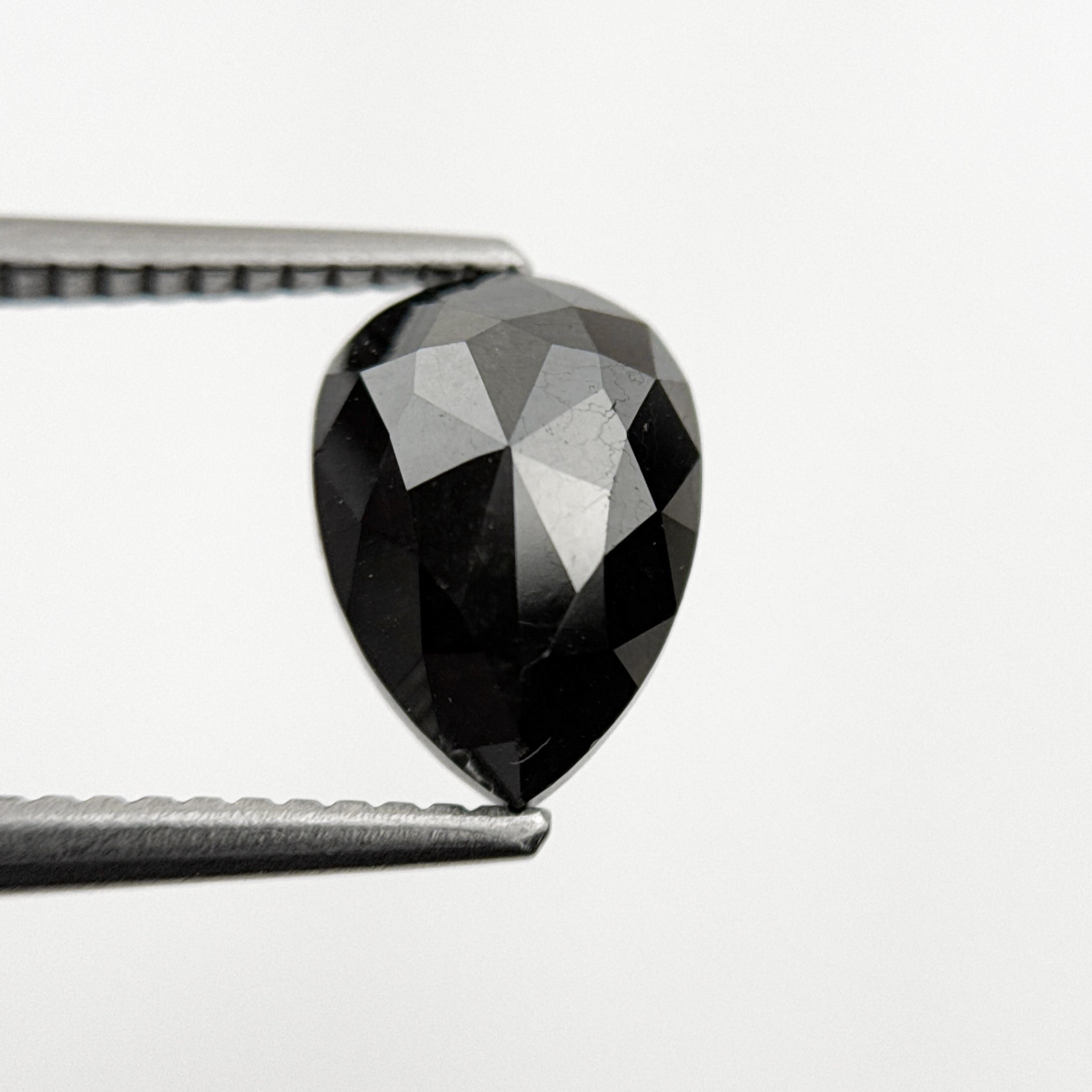 2.34 Ct Pear Rose Cut Black Natural Minimal Diamond