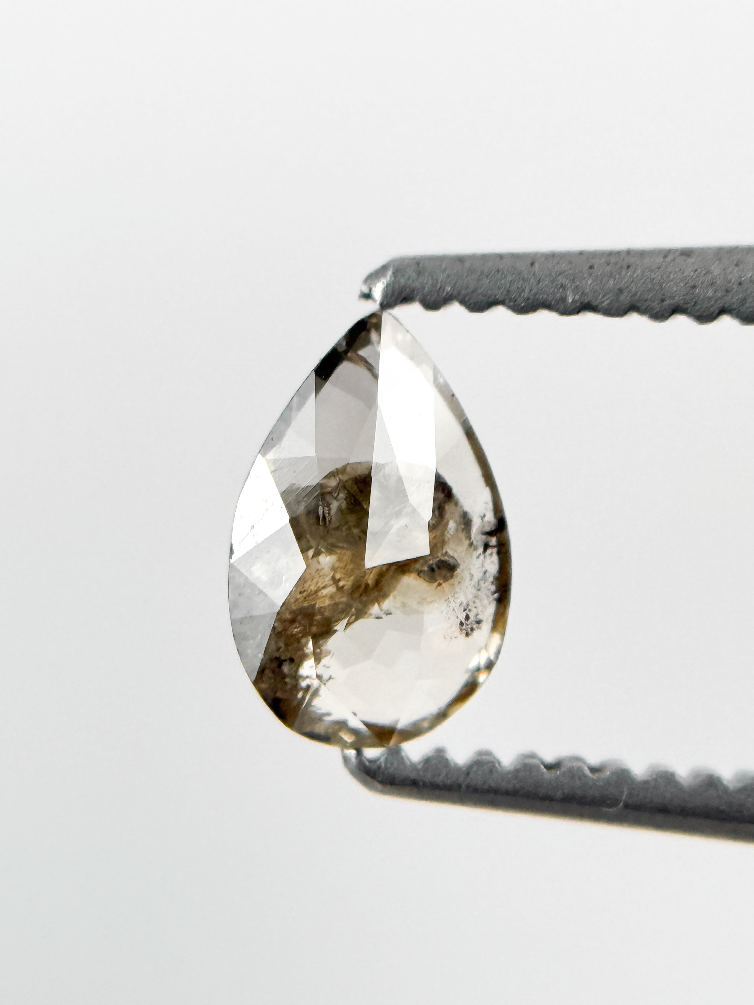0.42 Ct Pear Rose Cut Grey Natural Minimalist Diamond