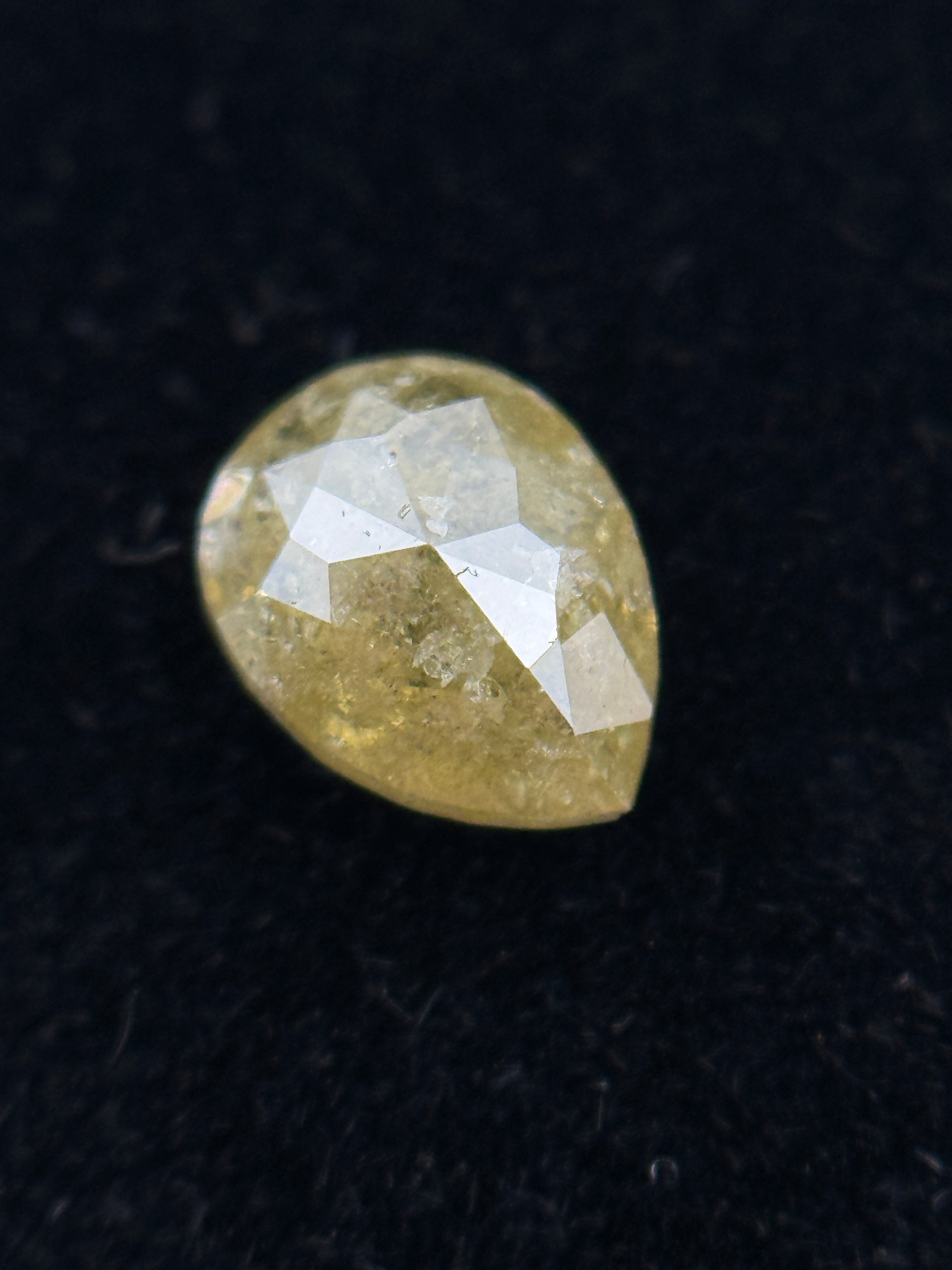 0.62 Ct Pear Rose Cut Yellow Natural Salt and Pepper Diamond