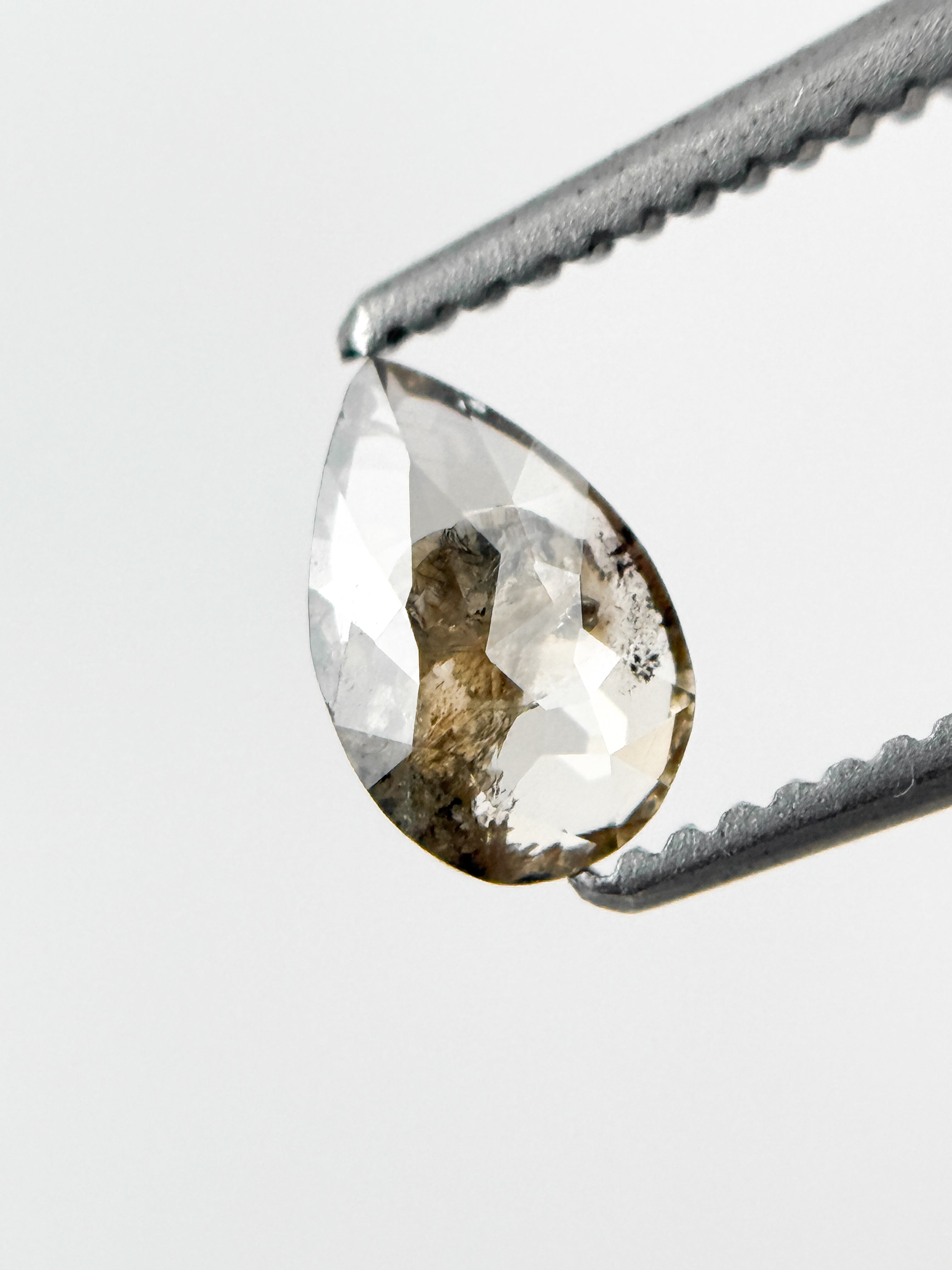 0.42 Ct Pear Rose Cut Grey Natural Minimalist Diamond